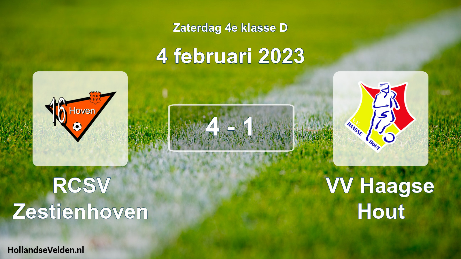 Total number of matches played: RCSV Zestienhoven - VV Haagse Hout 4 - 1 (4 February 2023)
