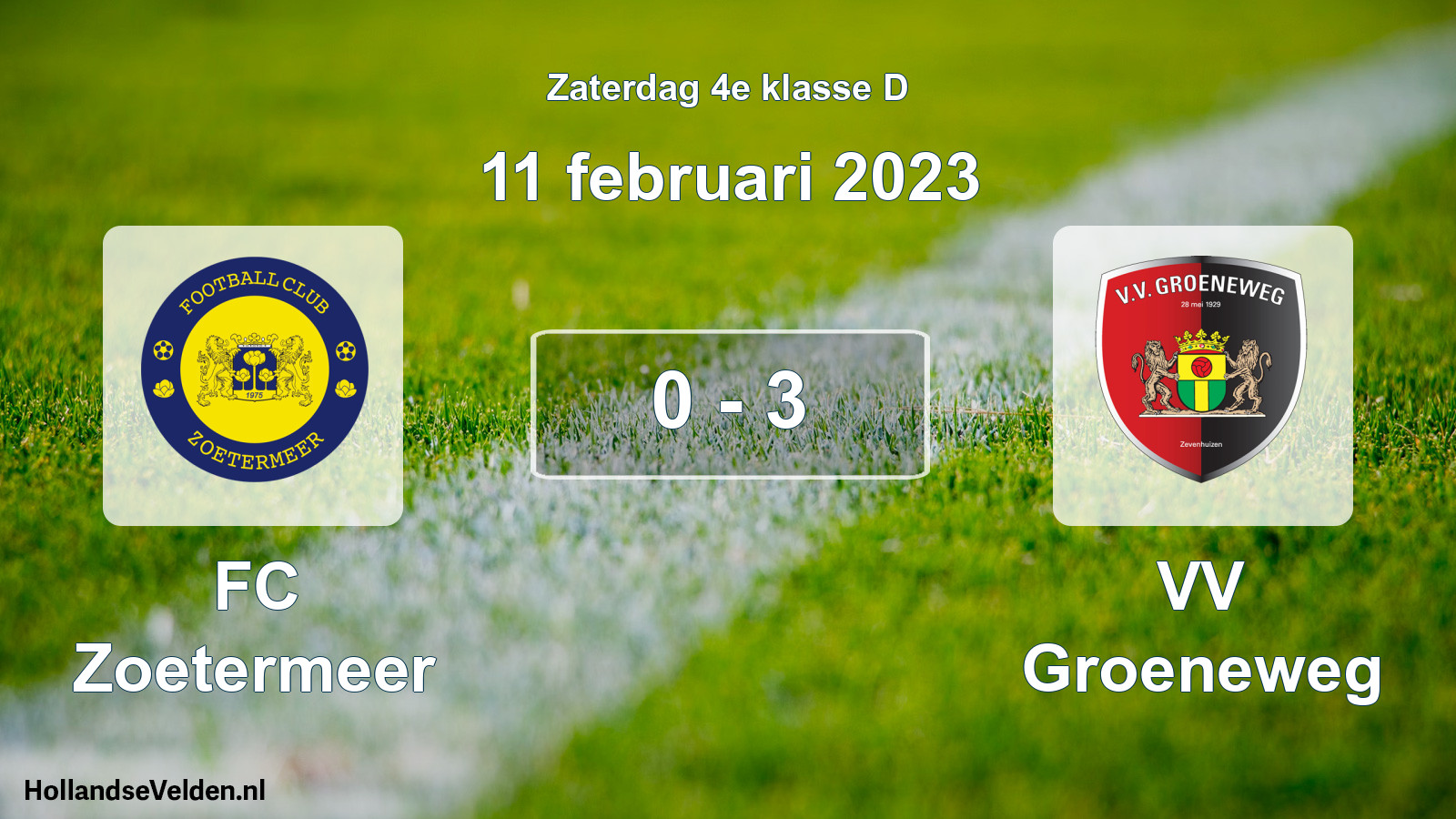 Total number of matches played: FC Zoetermeer - VV Groeneweg 0 - 3 (11 February 2023)