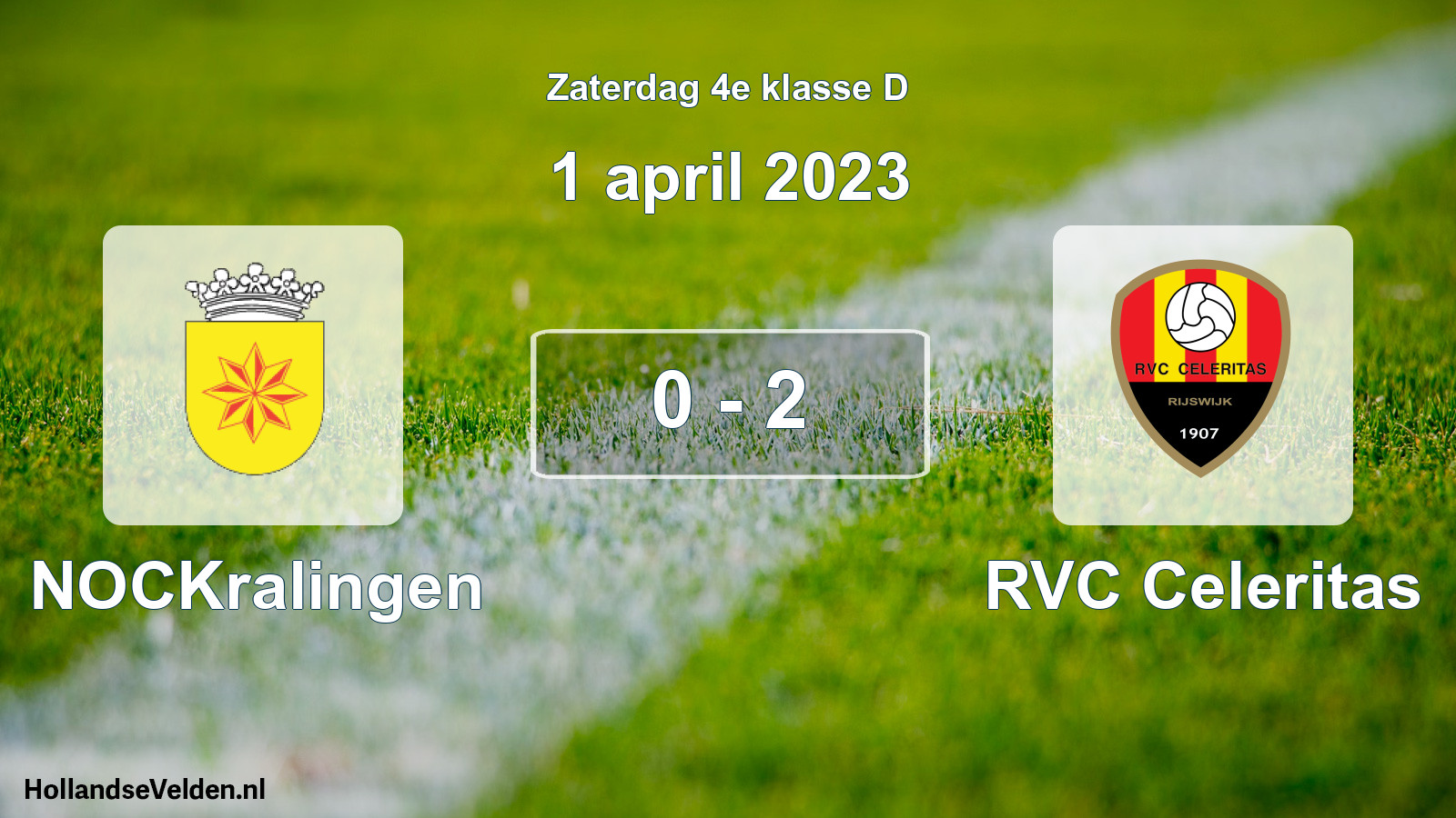 Total number of matches played: NOCKralingen - RVC Celeritas 0 - 2 (1 April 2023)