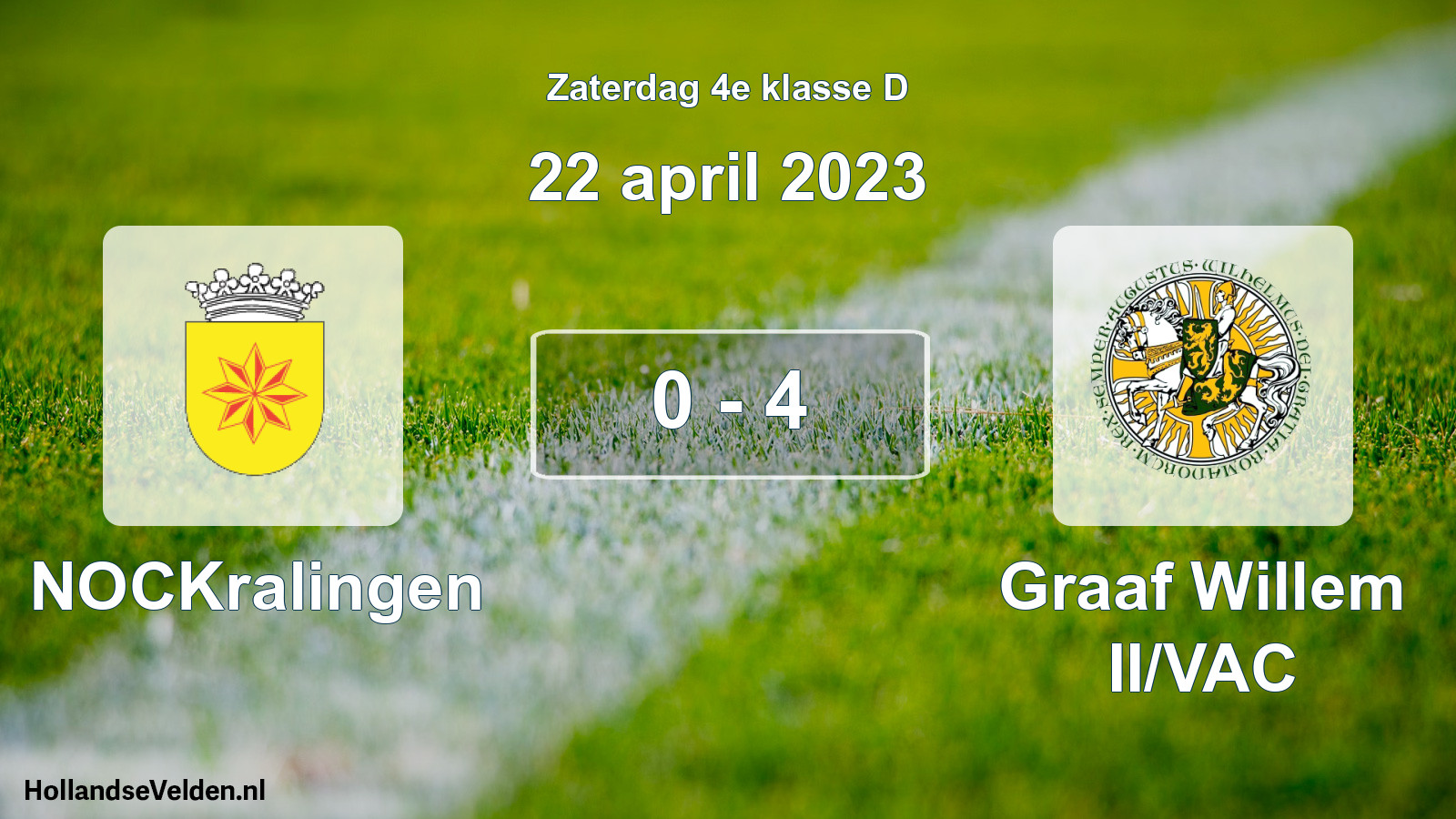Total number of matches played: NOCKralingen - Graaf Willem II/VAC 0 - 4 (22 April 2023)