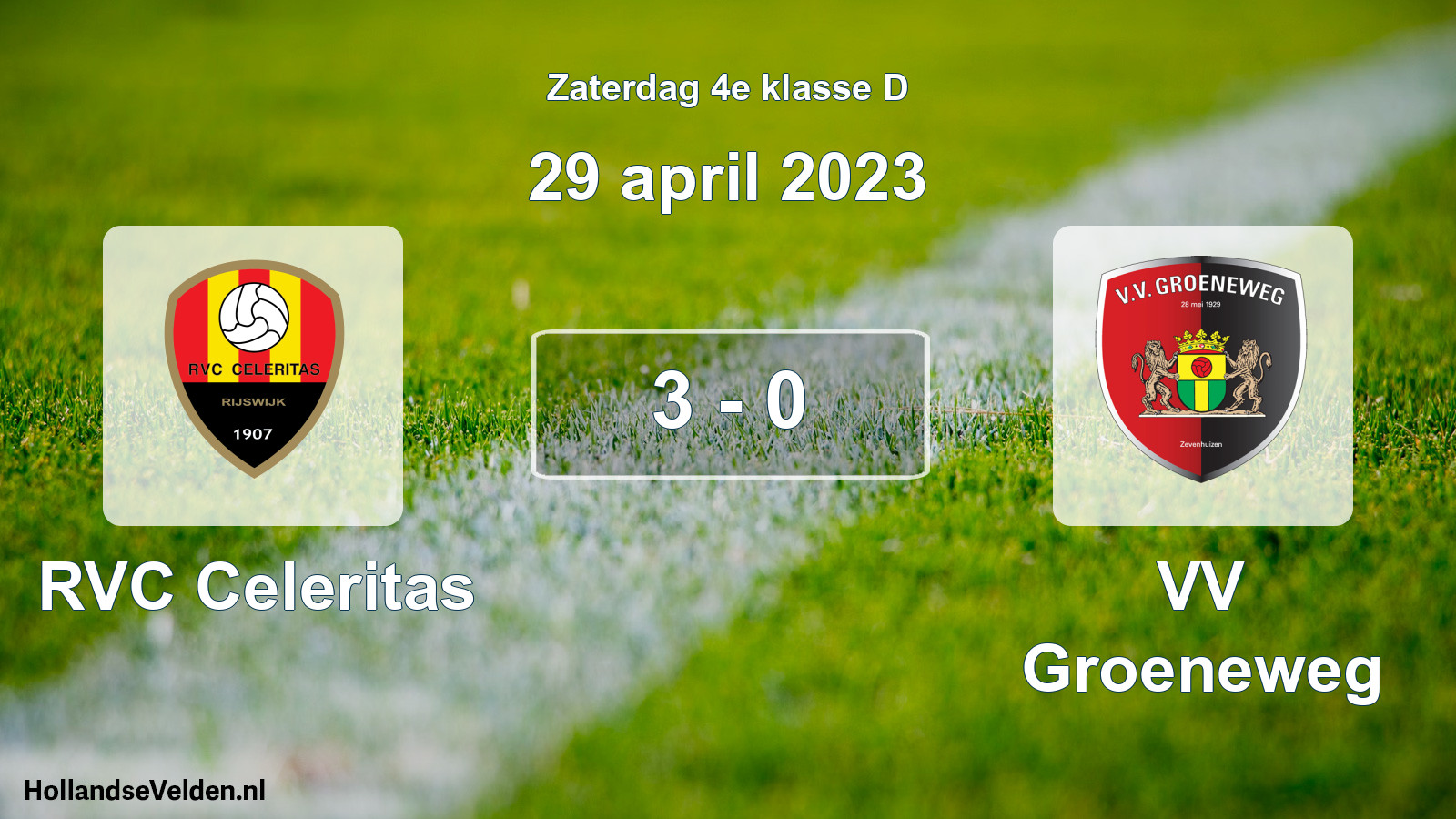 Total number of matches played: RVC Celeritas - VV Groeneweg 3 - 0 (29 April 2023)