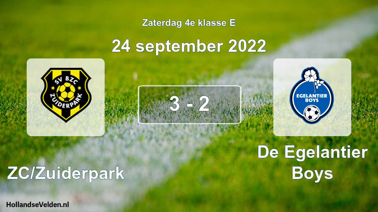 Total number of matches played: BZC/Zuiderpark - De Egelantier Boys 3 - 2 (24 September 2022)