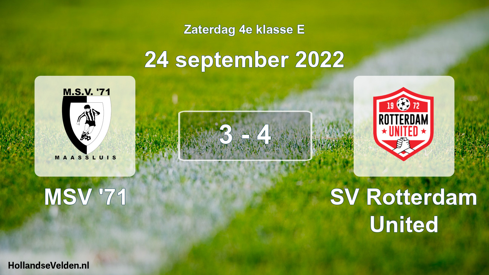 Total number of matches played: MSV '71 - SV Rotterdam United 3 - 4 (24 September 2022)