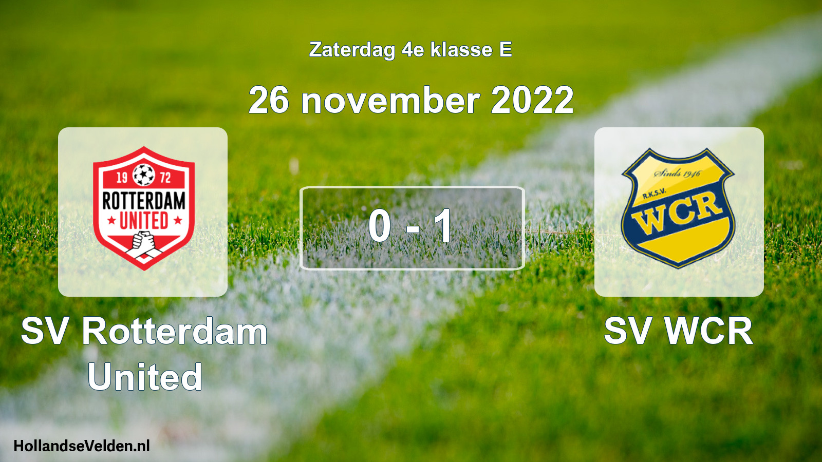 Total number of matches played: SV Rotterdam United - SV WCR 0 - 1 (26 November 2022)