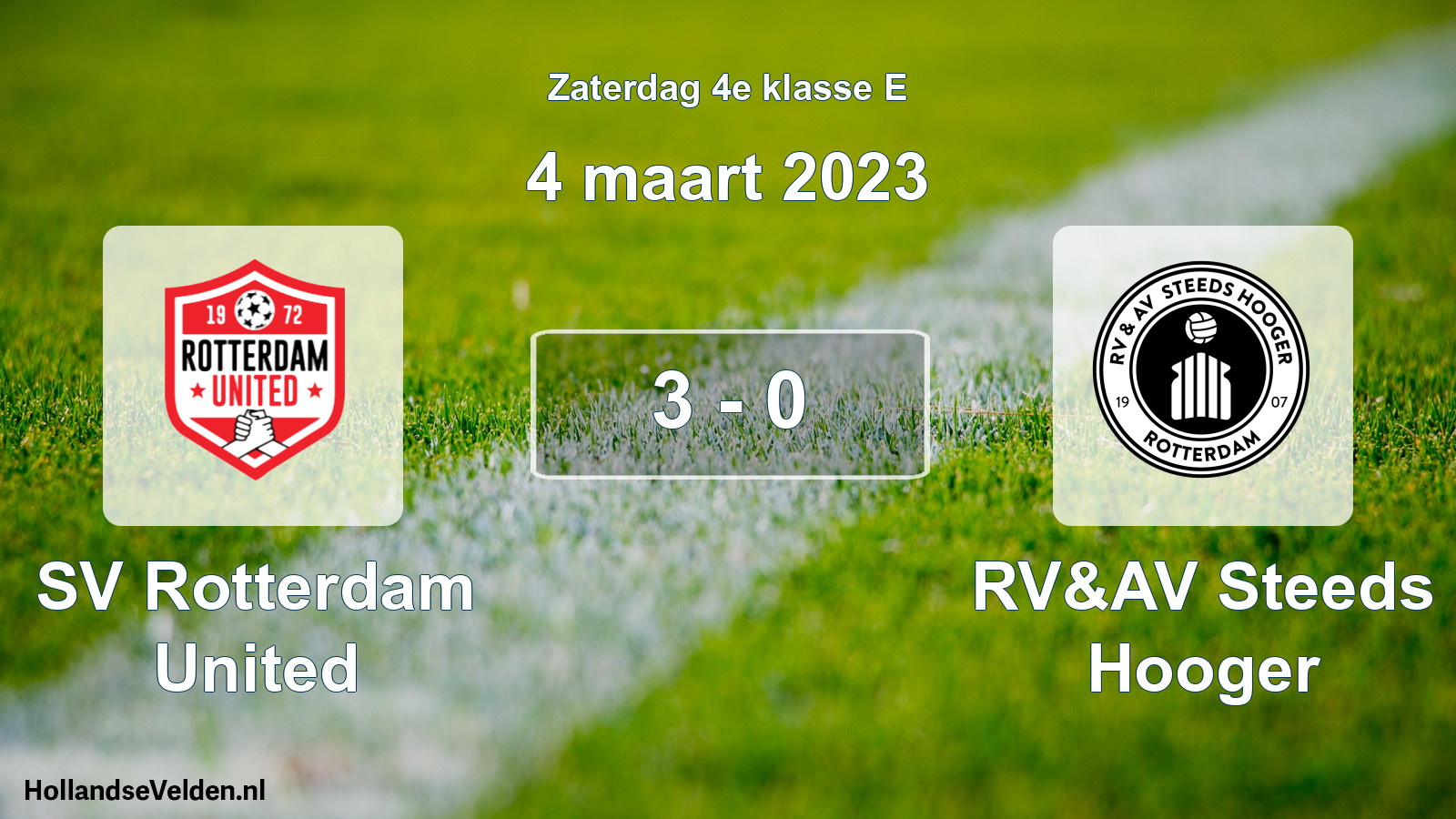 Total number of matches played: SV Rotterdam United - RV&AV Steeds Hooger 3 - 0 (4 March 2023)
