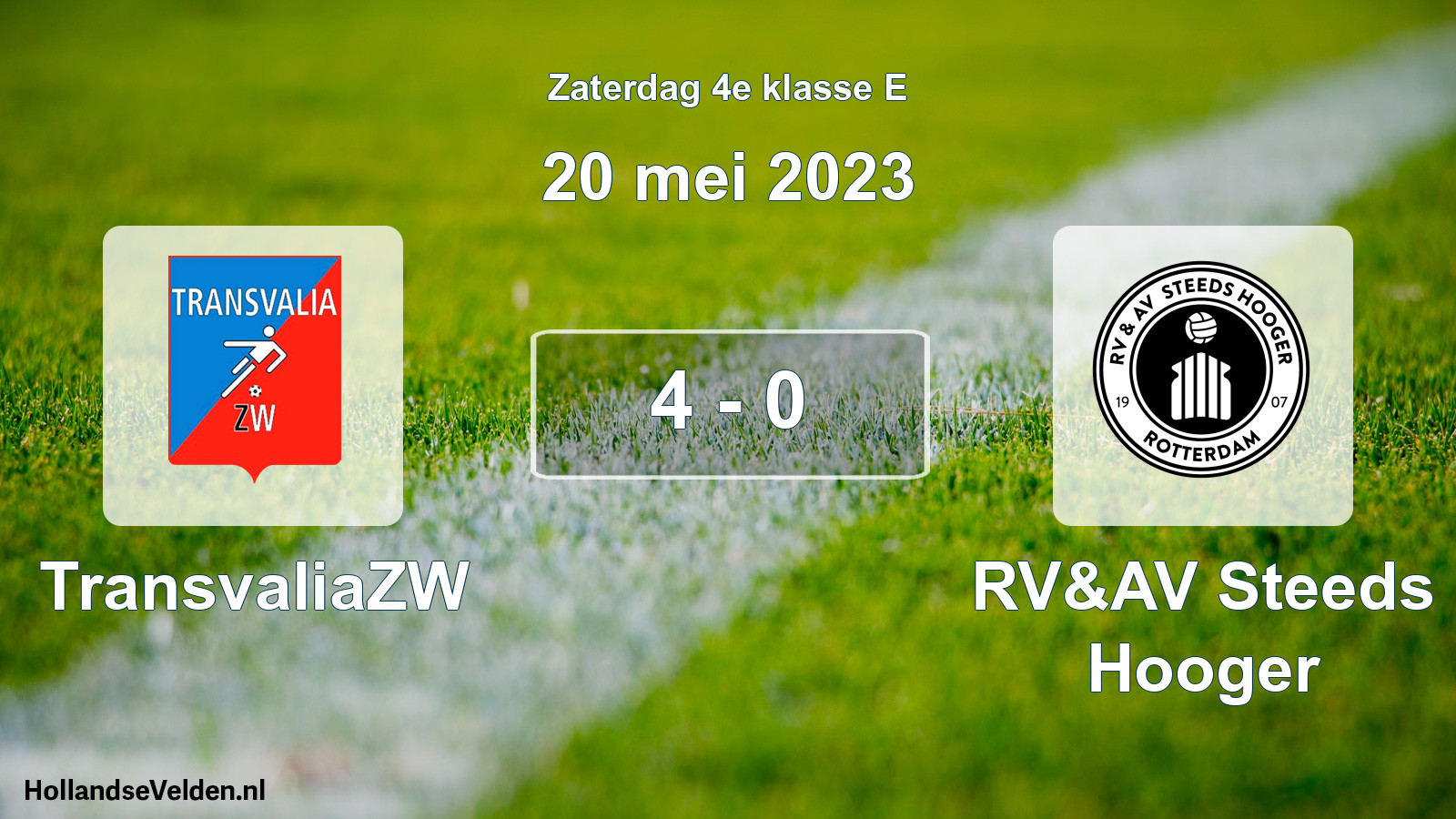 Total number of matches played: TransvaliaZW - RV&AV Steeds Hooger 4 - 0 (20 May 2023)