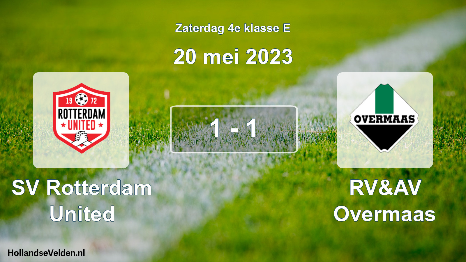 Total number of matches played: SV Rotterdam United - RV&AV Overmaas 1 - 1 (20 May 2023)