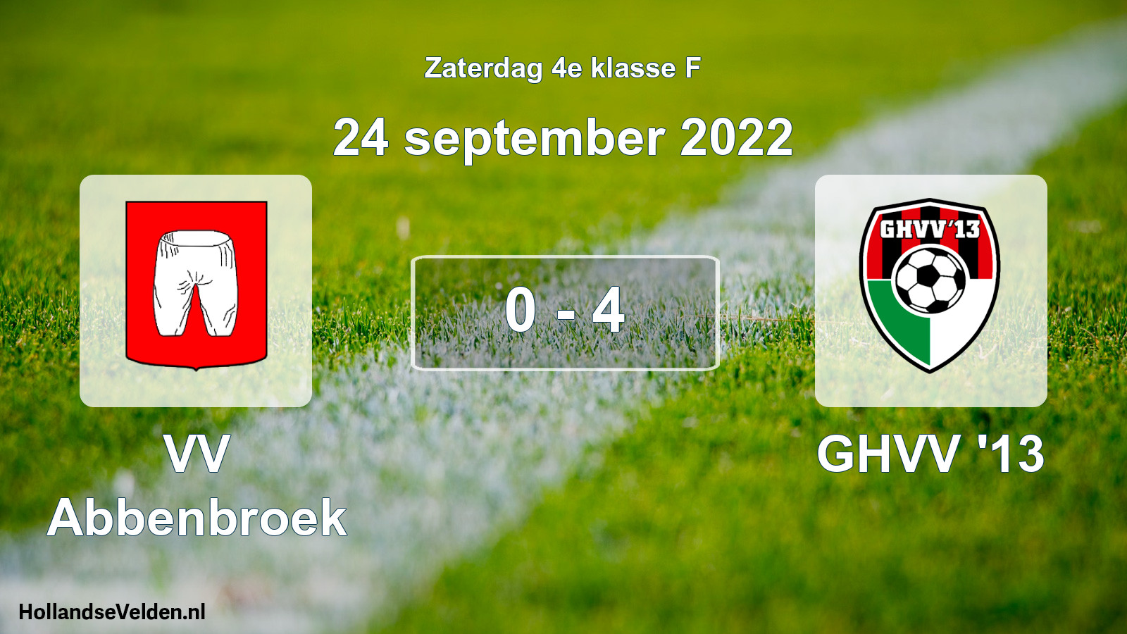 Total number of matches played: VV Abbenbroek - GHVV '13 0 - 4 (24 September 2022)
