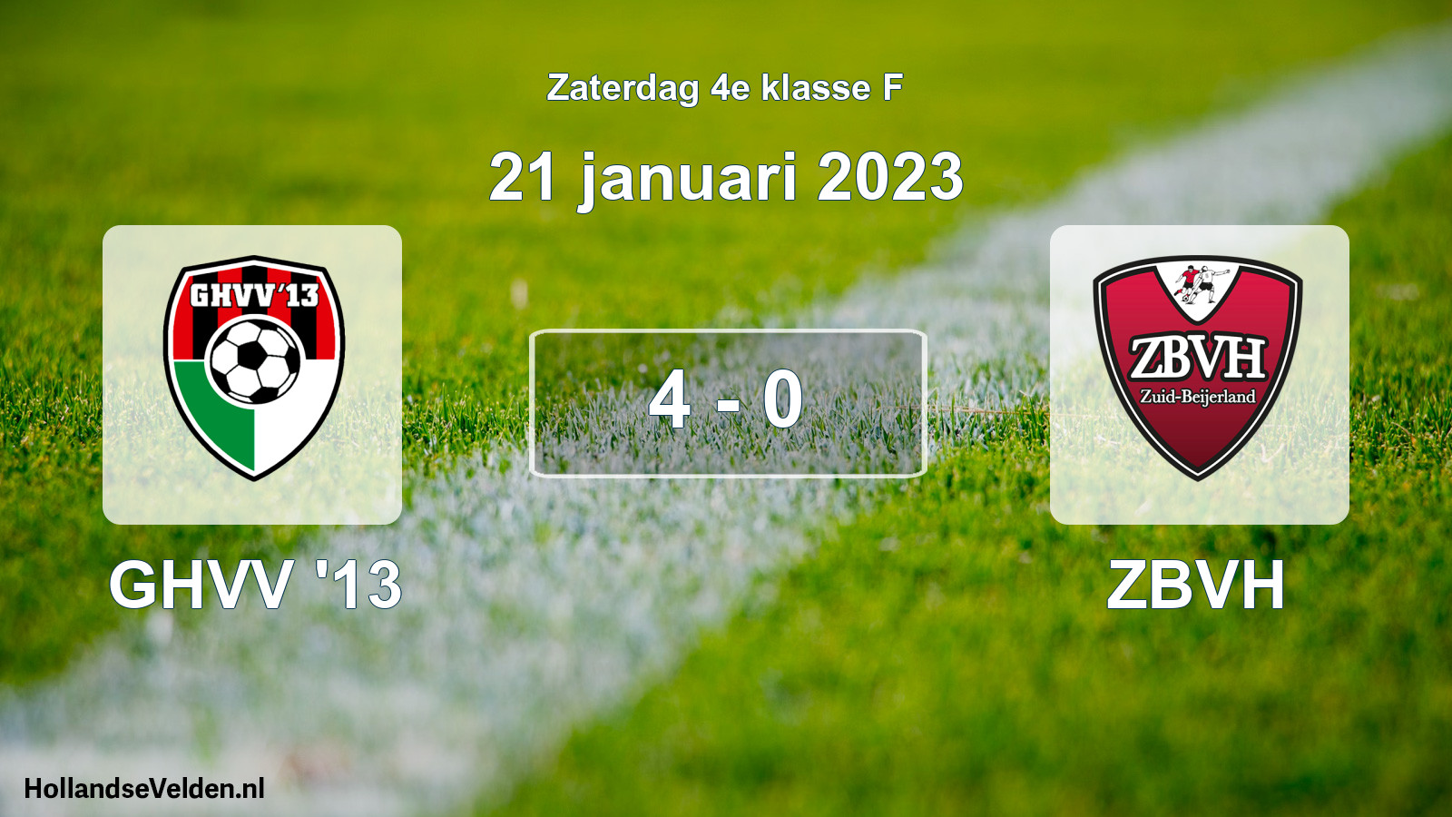 Total number of matches played: GHVV '13 - ZBVH 4 - 0 (21 January 2023)