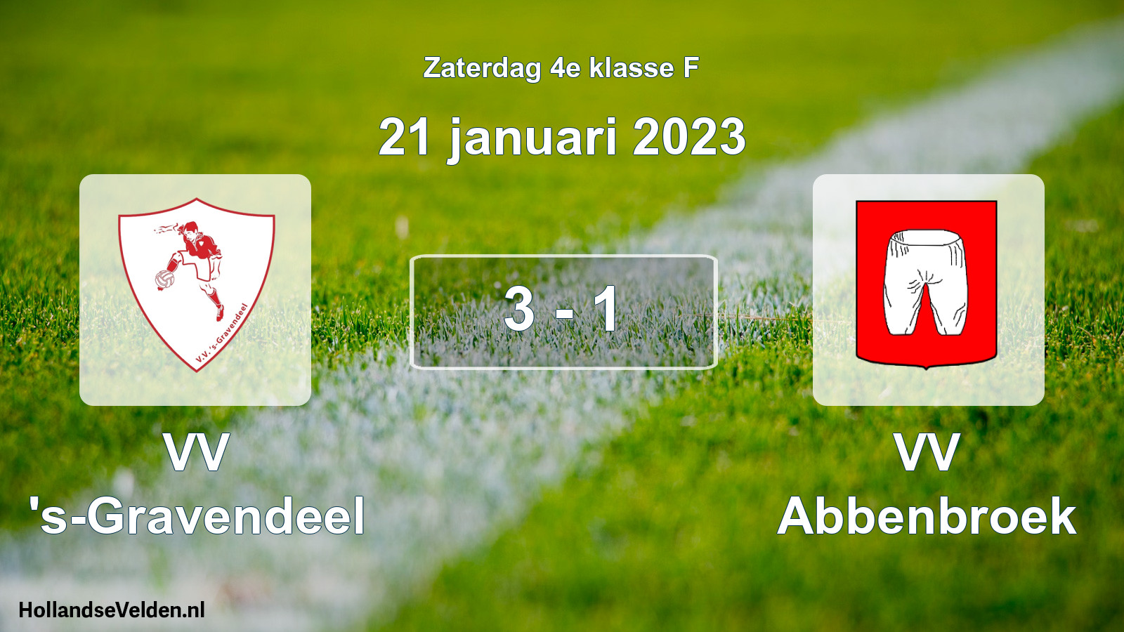 Total number of matches played: VV 's-Gravendeel - VV Abbenbroek 3 - 1 (21 January 2023)