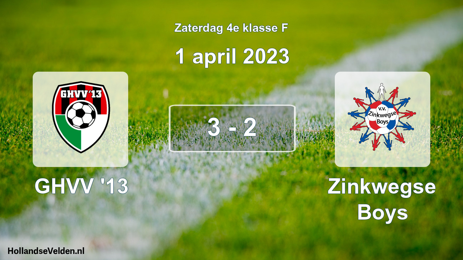 Total number of matches played: GHVV '13 - Zinkwegse Boys 3 - 2 (1 April 2023)