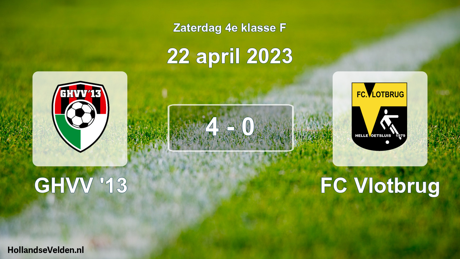 Total number of matches played: GHVV '13 - FC Vlotbrug 4 - 0 (22 April 2023)