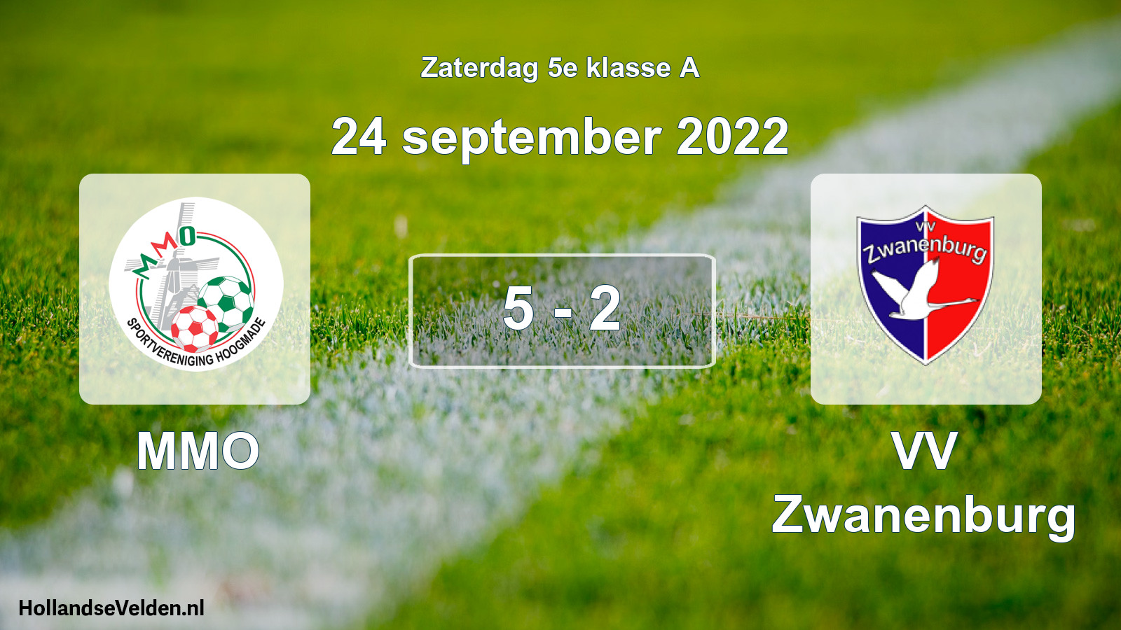 Total number of matches played: MMO - VV Zwanenburg 5 - 2 (24 September 2022)