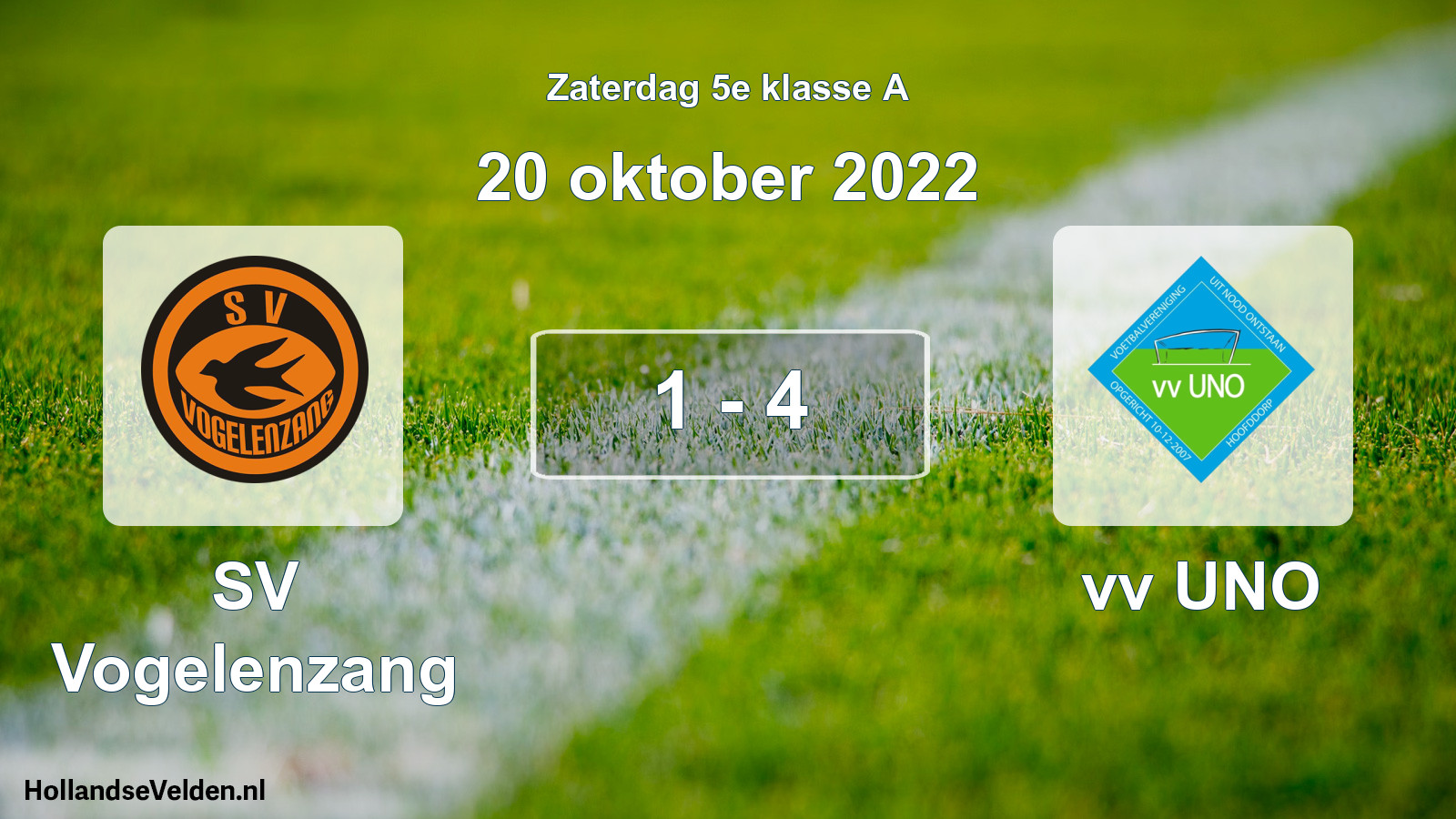 Total number of matches played: SV Vogelenzang - vv UNO 1 - 4 (20 October 2022)