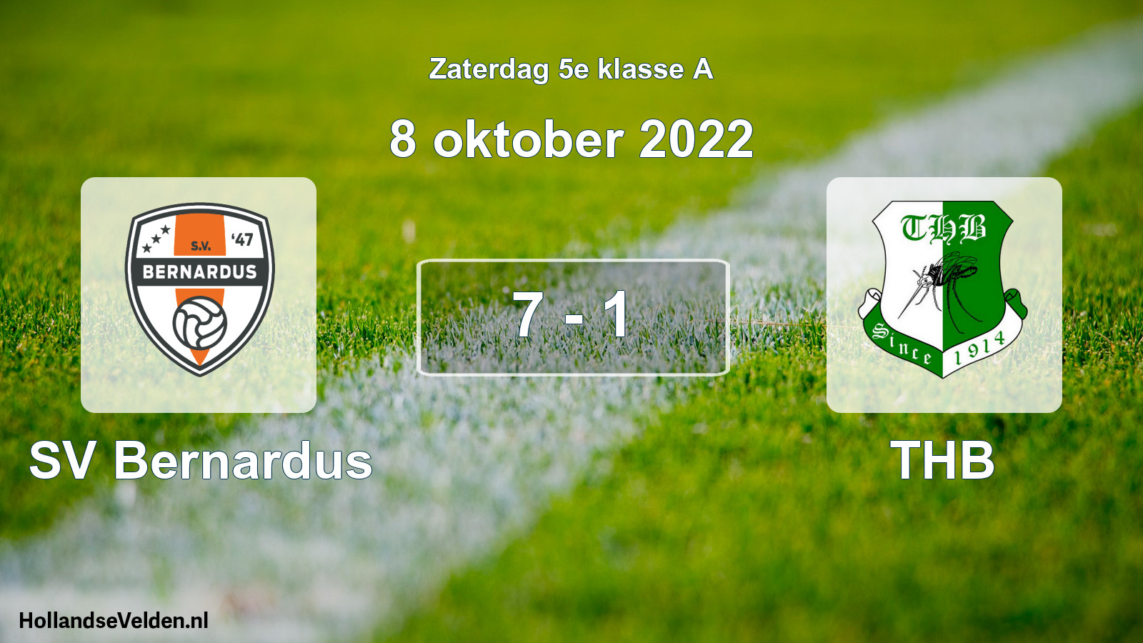 Total number of matches played: SV Bernardus - THB 7 - 1 (8 October 2022)