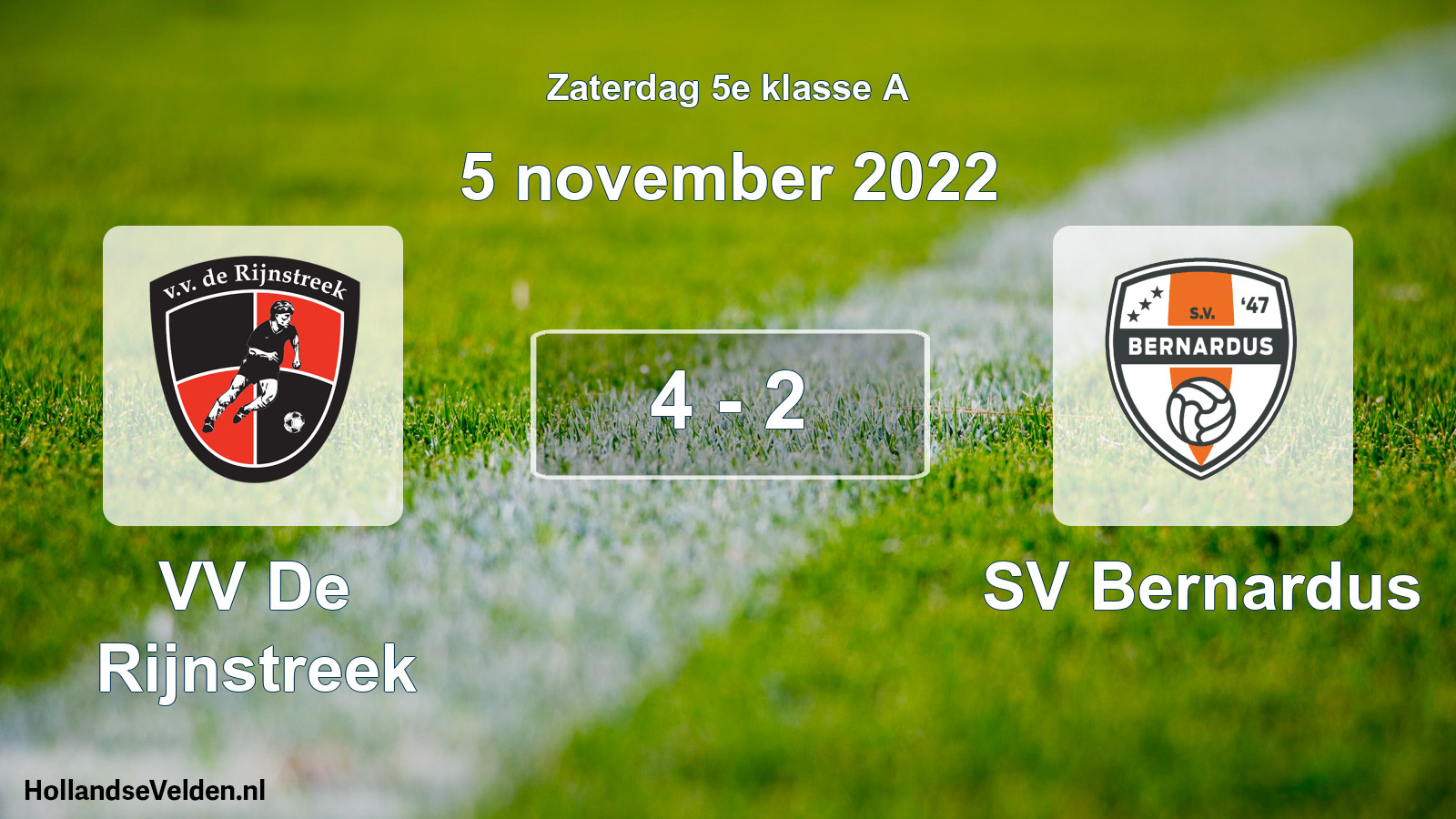 Total number of matches played: VV De Rijnstreek - SV Bernardus 4 - 2 (5 November 2022)