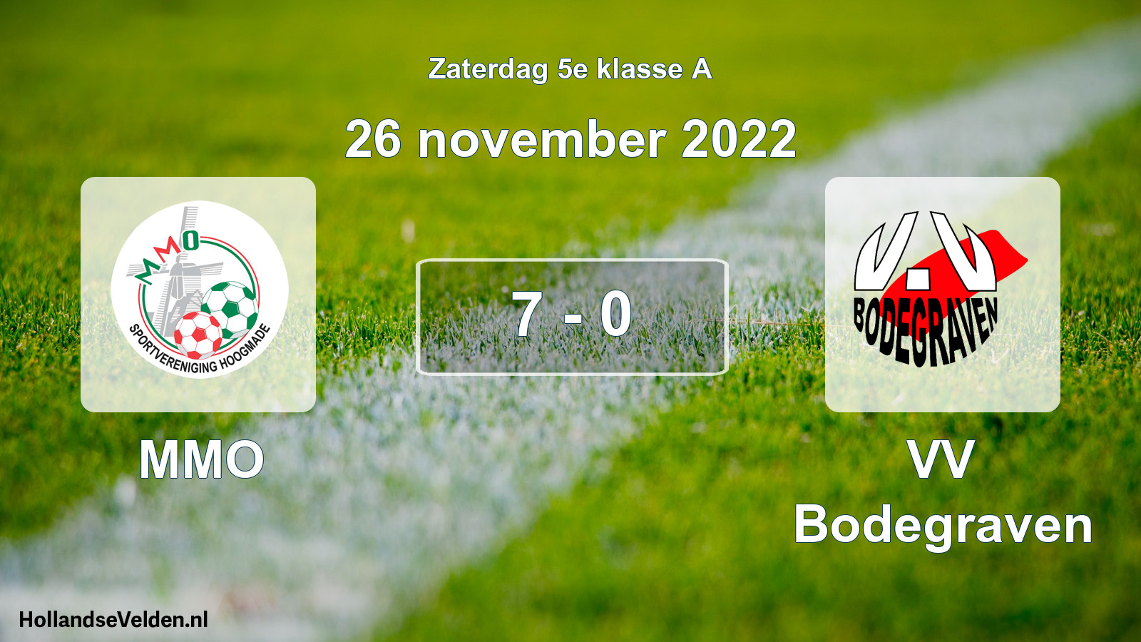 Total number of matches played: MMO - VV Bodegraven 7 - 0 (26 November 2022)