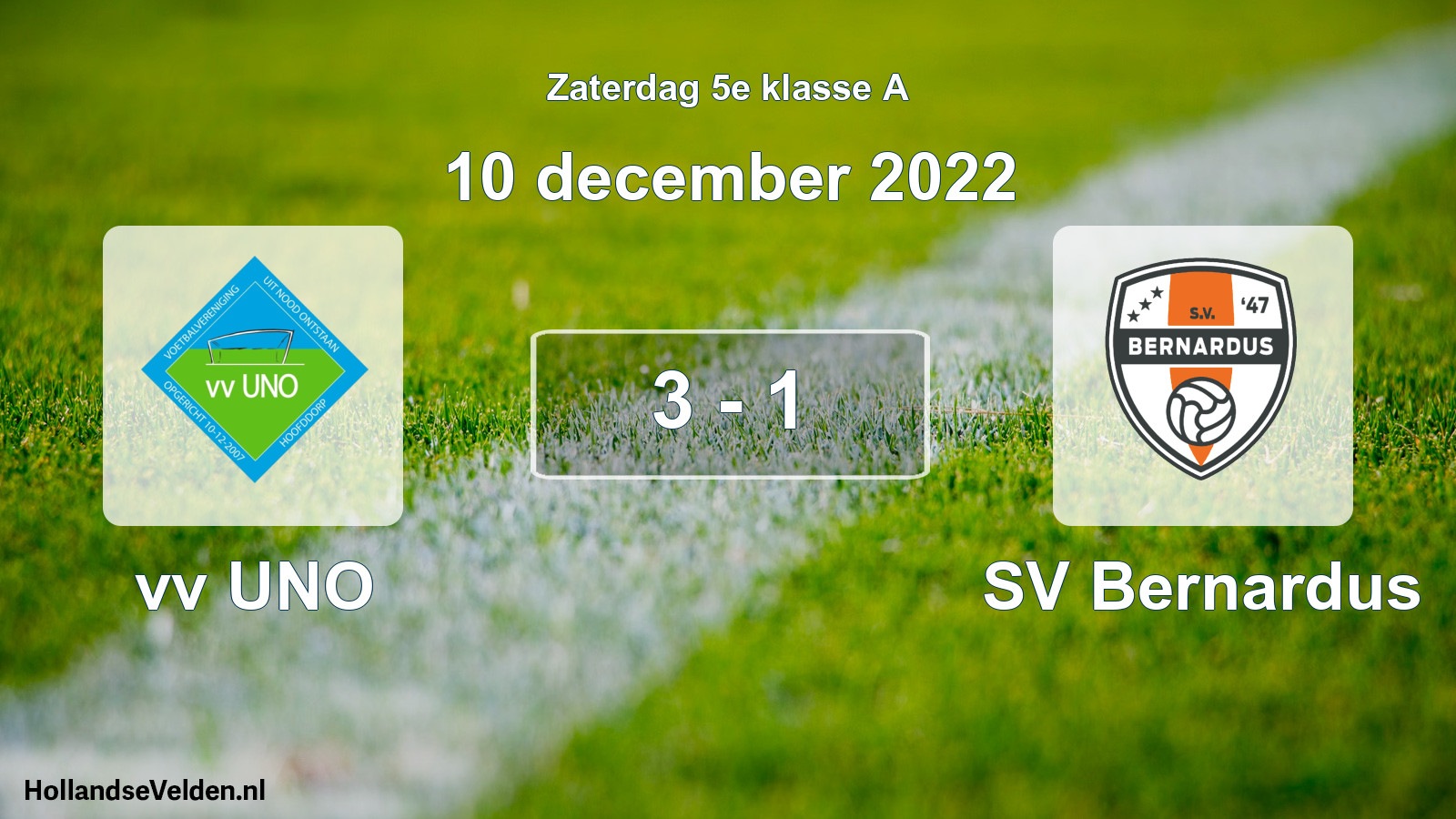 Total number of matches played: vv UNO - SV Bernardus 3 - 1 (10 December 2022)