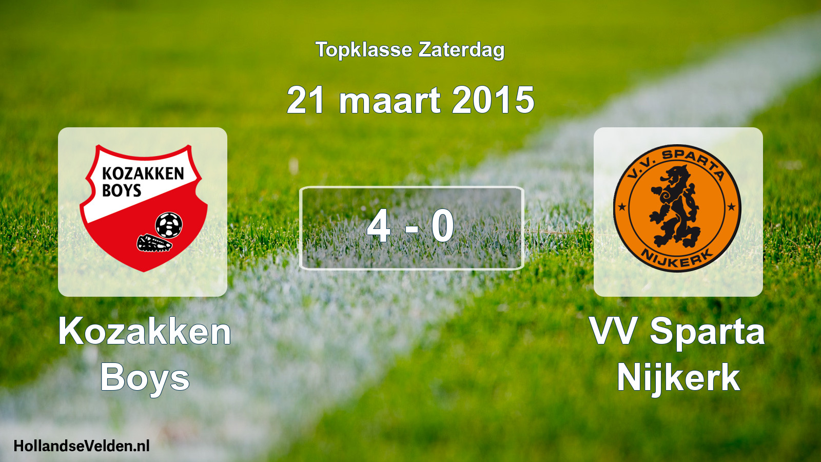 Total number of matches played: Kozakken Boys - VV Sparta Nijkerk 4 - 0 (21 March 2015)