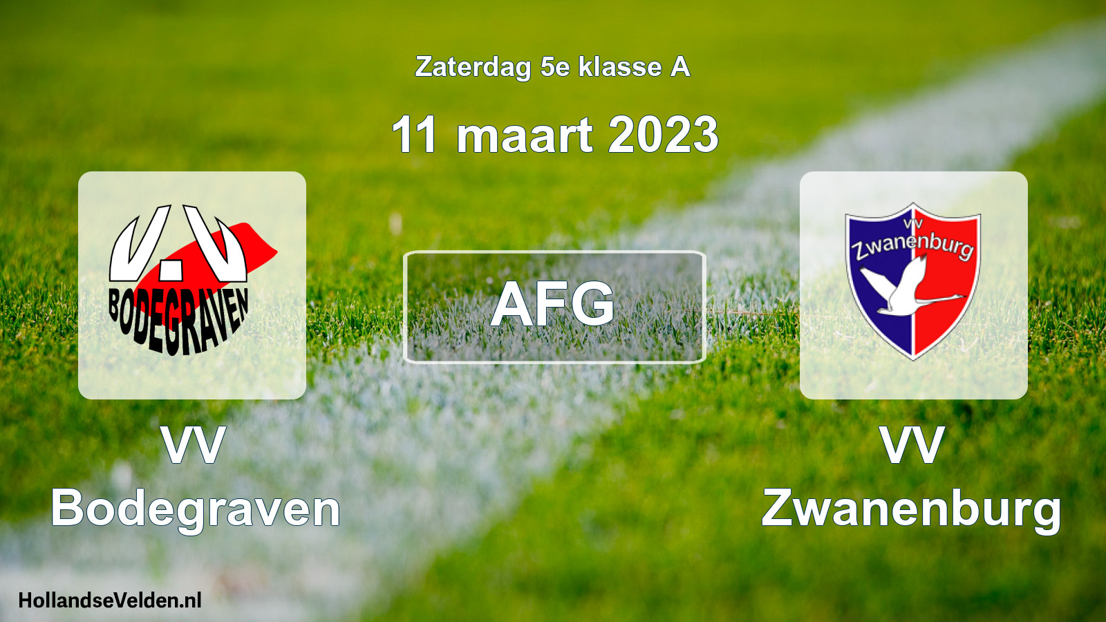 Scheduled Match: VV Bodegraven - VV Zwanenburg (11 March 2023)