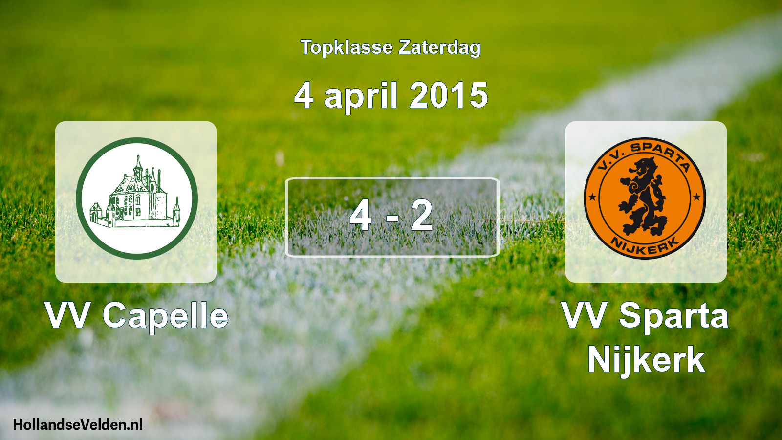 Gespeelde wedstrijd: VV Capelle - VV Sparta Nijkerk 4 - 2 (4 april 2015)