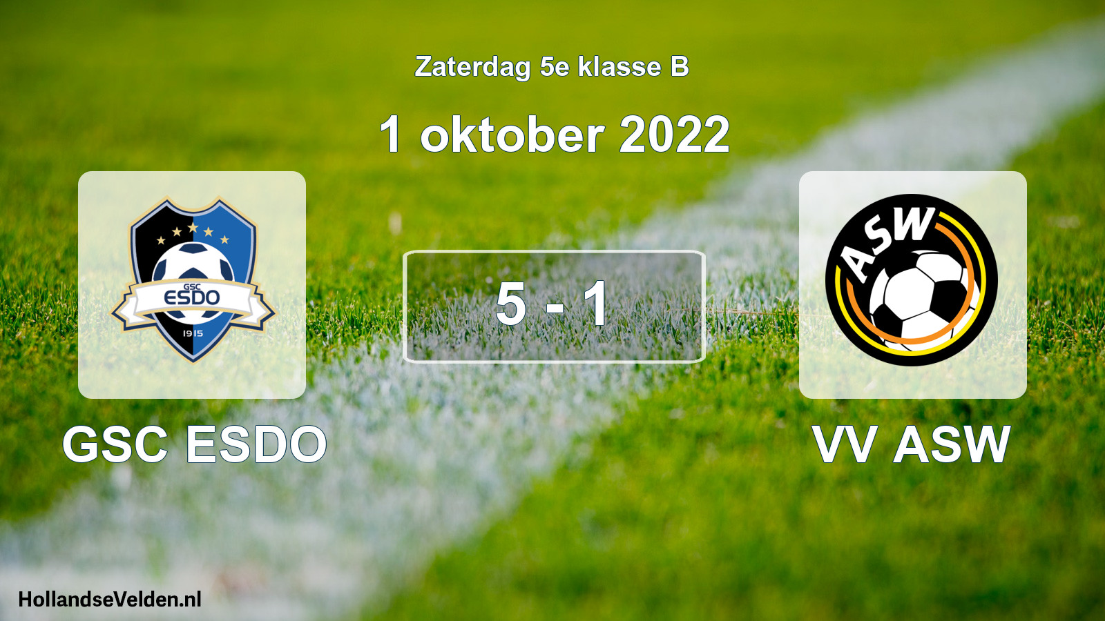 Total number of matches played: GSC ESDO - VV ASW 5 - 1 (1 October 2022)