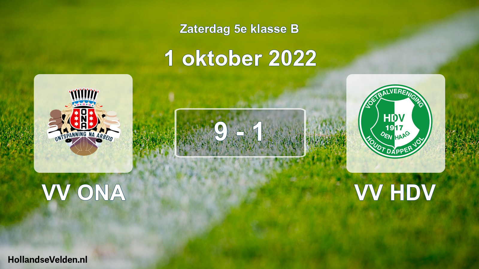 Total number of matches played: VV ONA - VV HDV 9 - 1 (1 October 2022)