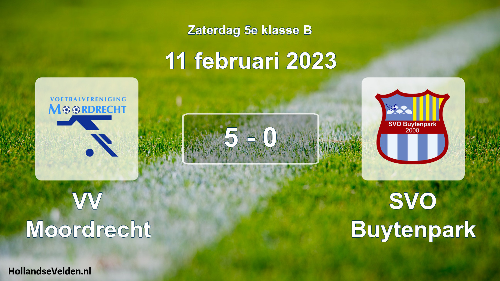 Total number of matches played: VV Moordrecht - SVO Buytenpark 5 - 0 (11 February 2023)