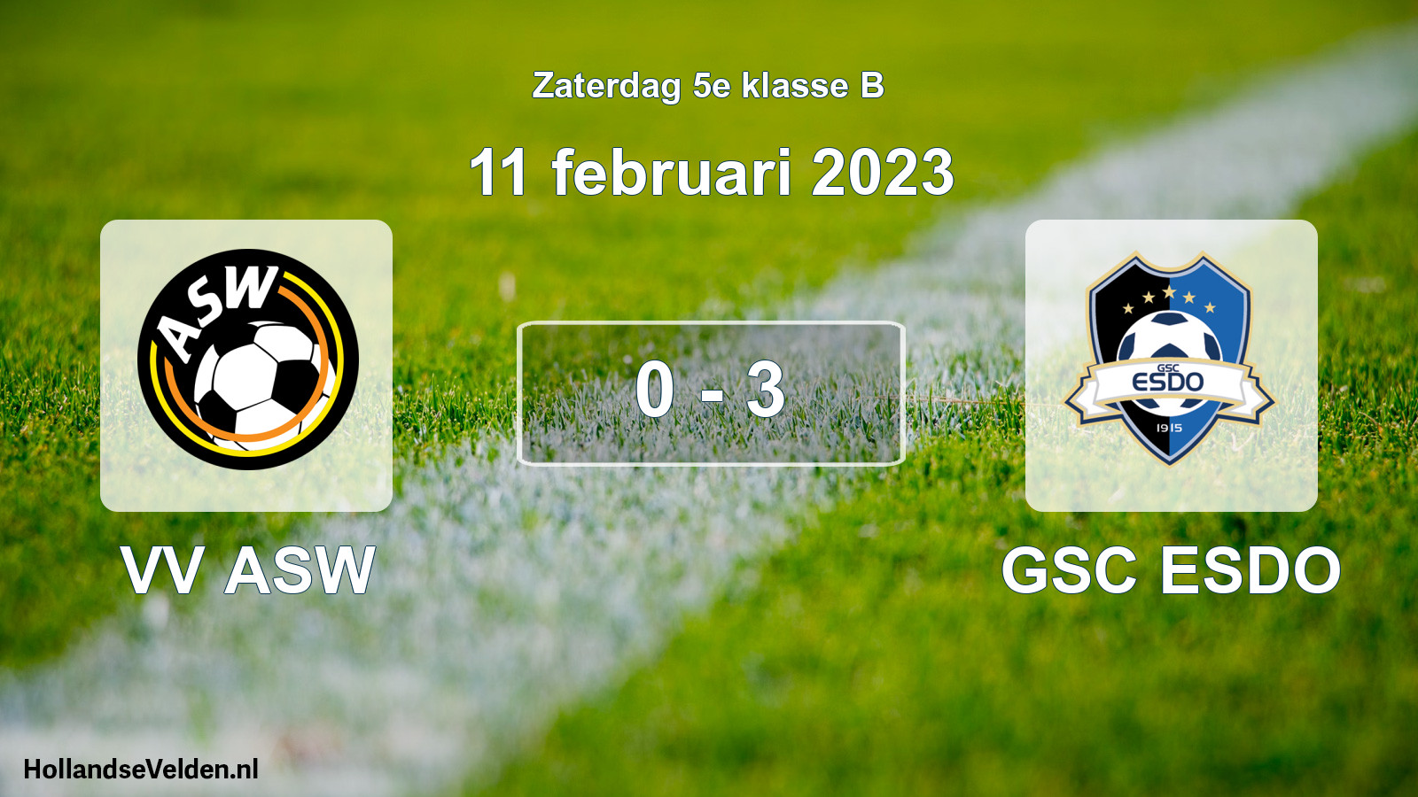 Total number of matches played: VV ASW - GSC ESDO 0 - 3 (11 February 2023)