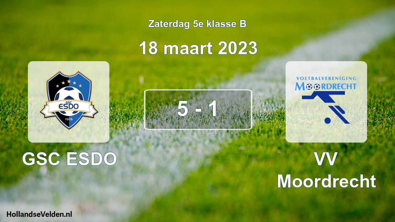 Total number of matches played: GSC ESDO - VV Moordrecht 5 - 1 (18 March 2023)