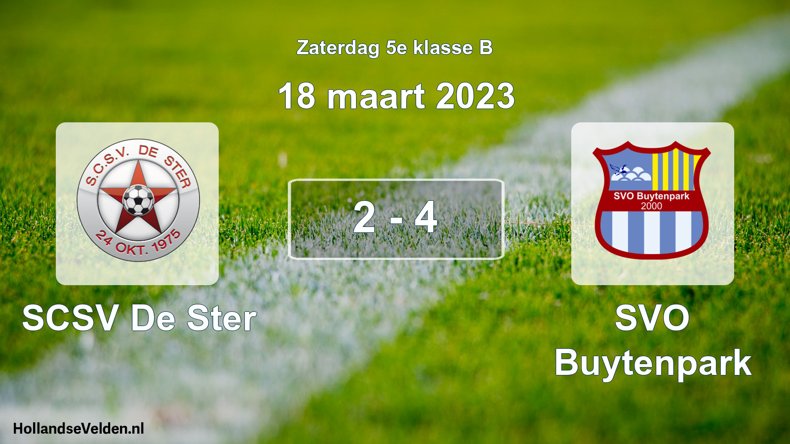 Total number of matches played: SCSV De Ster - SVO Buytenpark 2 - 4 (18 March 2023)