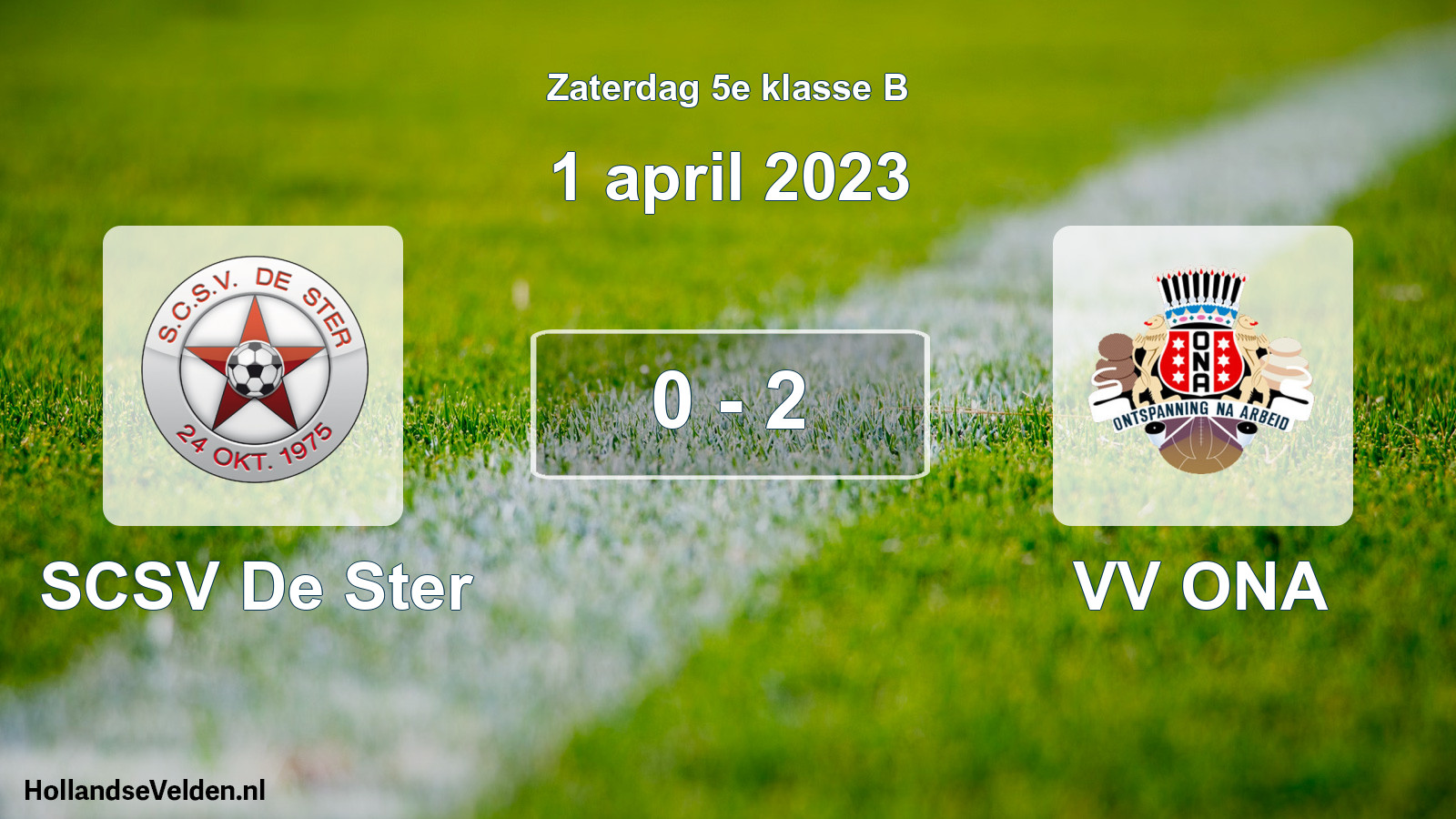 Total number of matches played: SCSV De Ster - VV ONA 0 - 2 (1 April 2023)