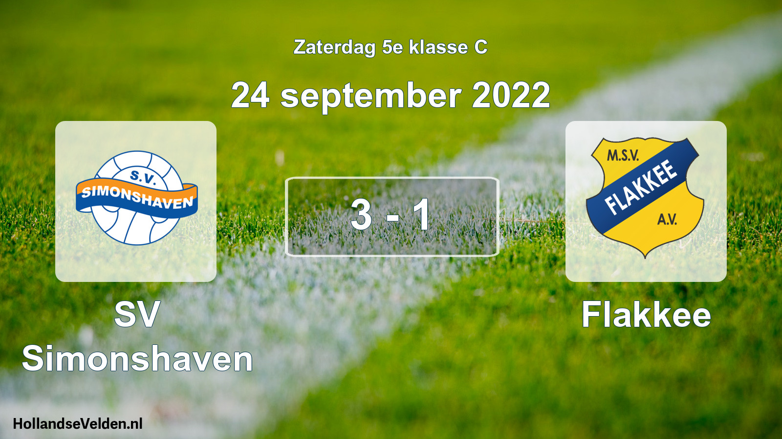 Total number of matches played: SV Simonshaven - Flakkee 3 - 1 (24 September 2022)