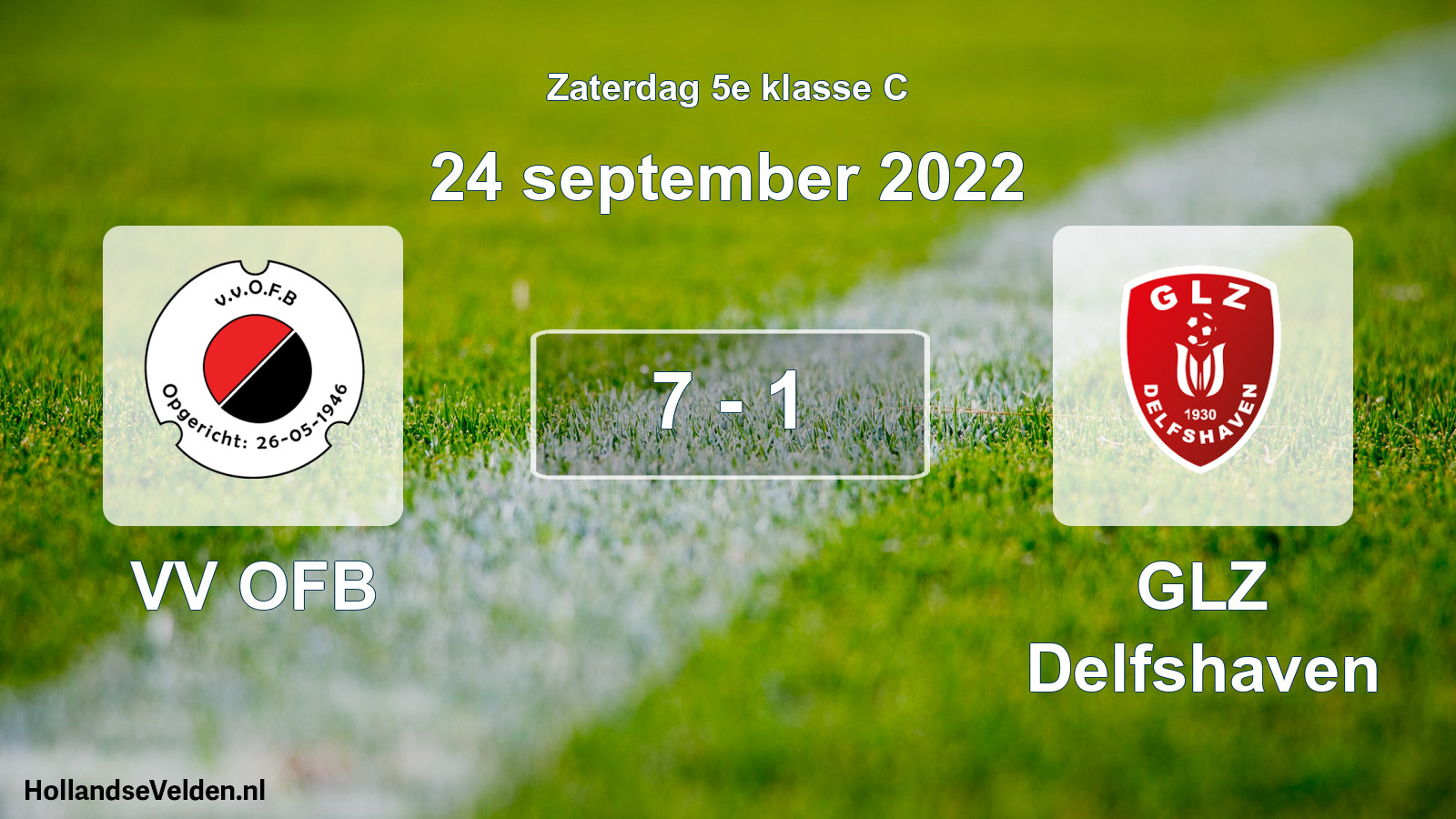 Total number of matches played: VV OFB - GLZ Delfshaven 7 - 1 (24 September 2022)