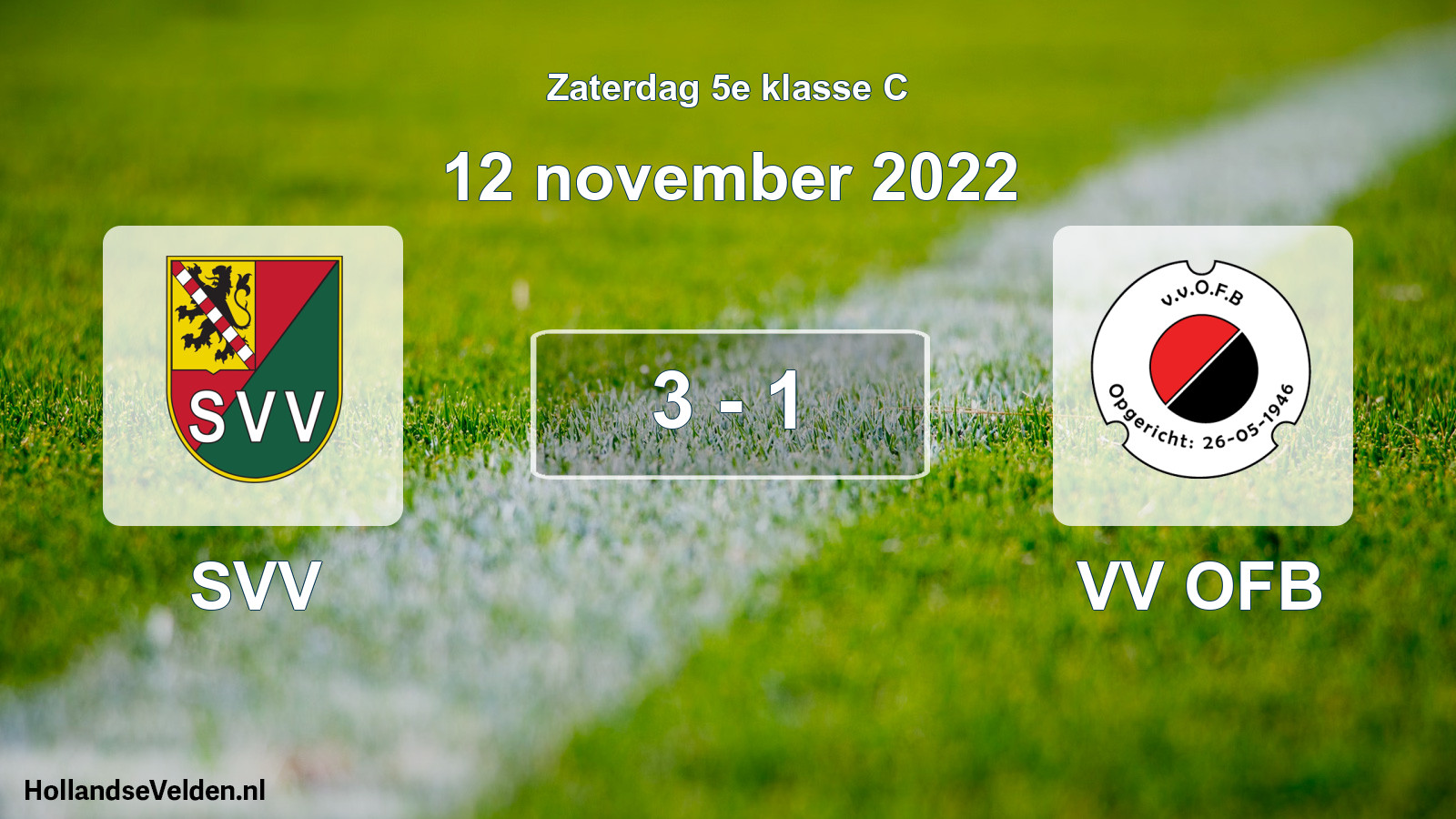 Total number of matches played: SVV - VV OFB 3 - 1 (12 November 2022)