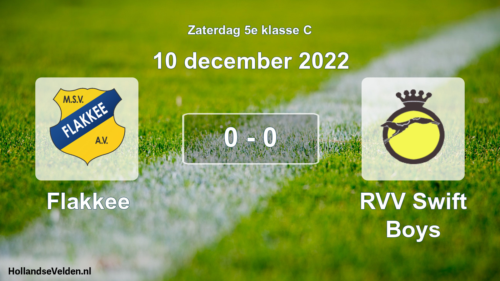 Total number of matches played: Flakkee - RVV Swift Boys 0 - 0 (10 December 2022)
