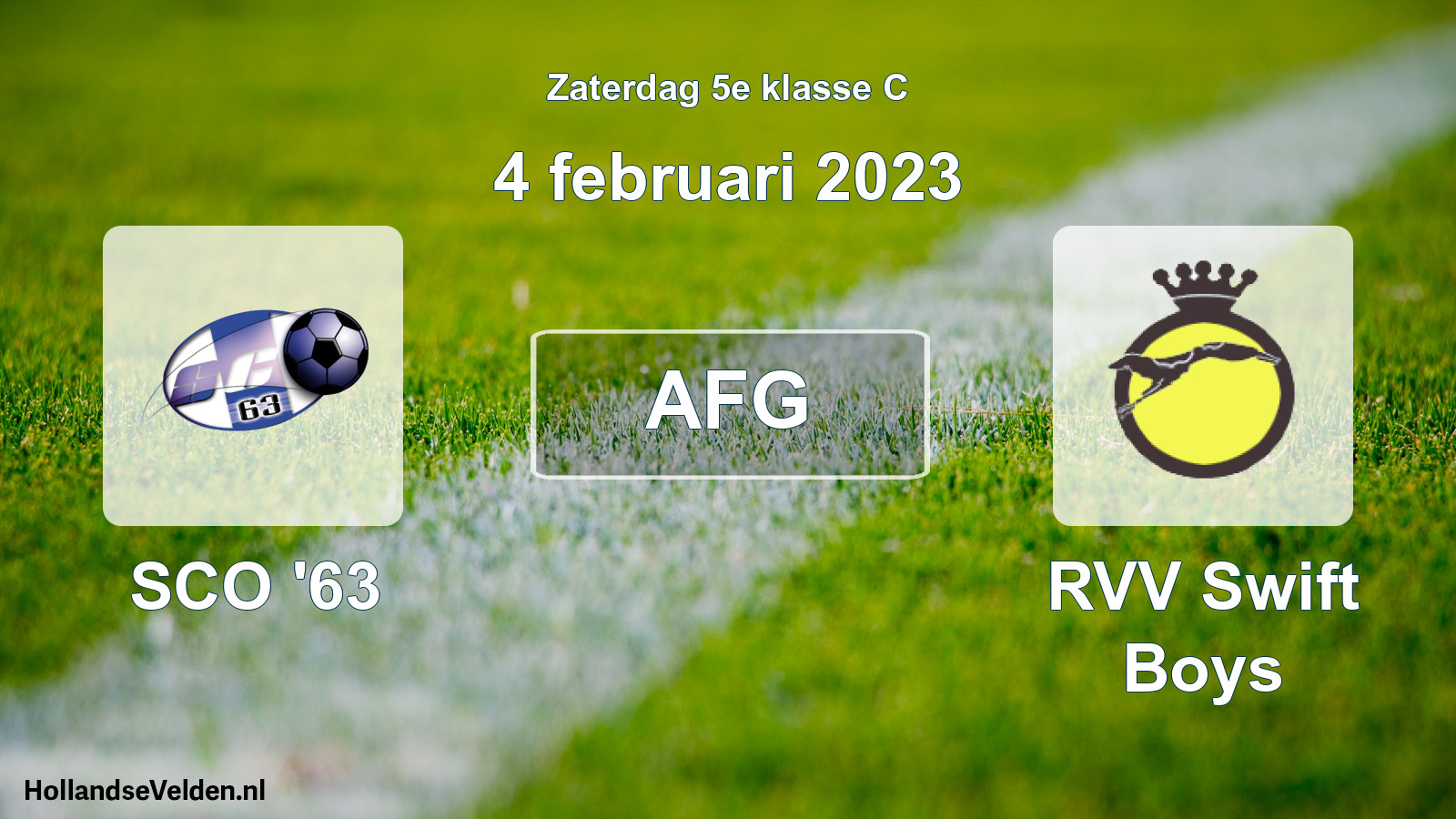 Scheduled Match: SCO '63 - RVV Swift Boys (4 February 2023)