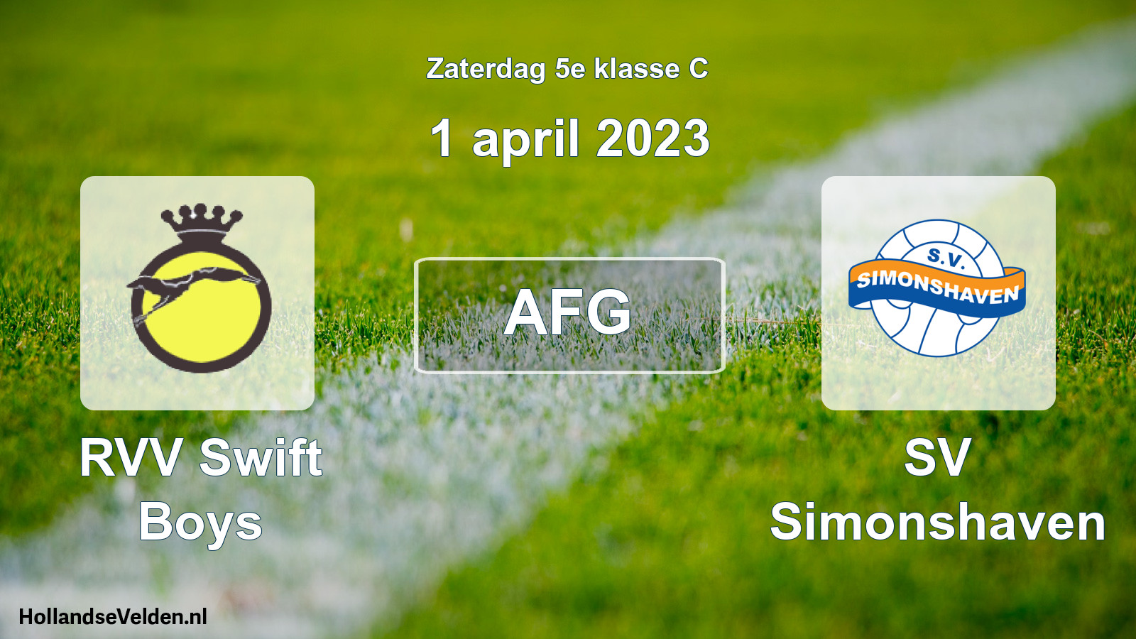 Scheduled Match: RVV Swift Boys - SV Simonshaven (1 April 2023)