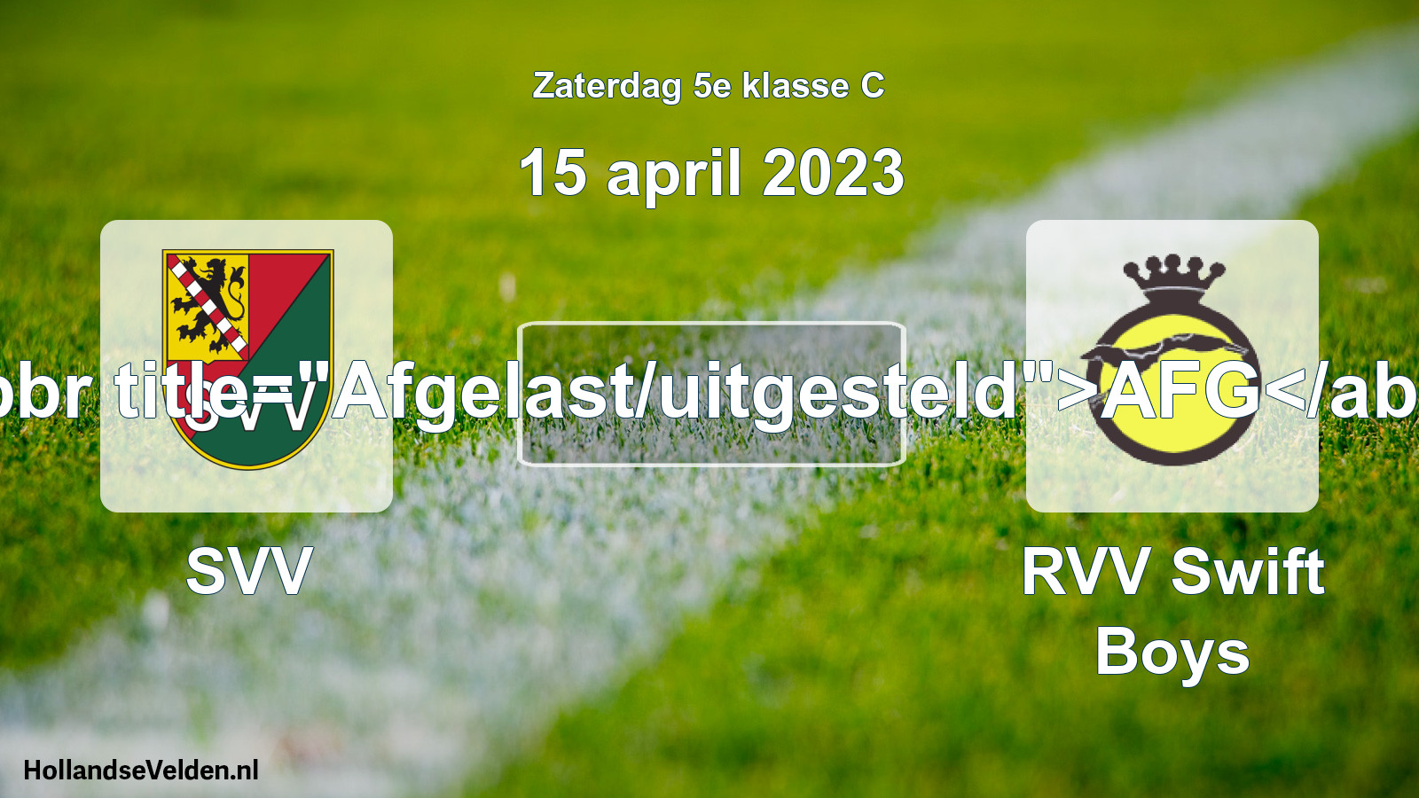 Scheduled Match: SVV - RVV Swift Boys (15 April 2023)