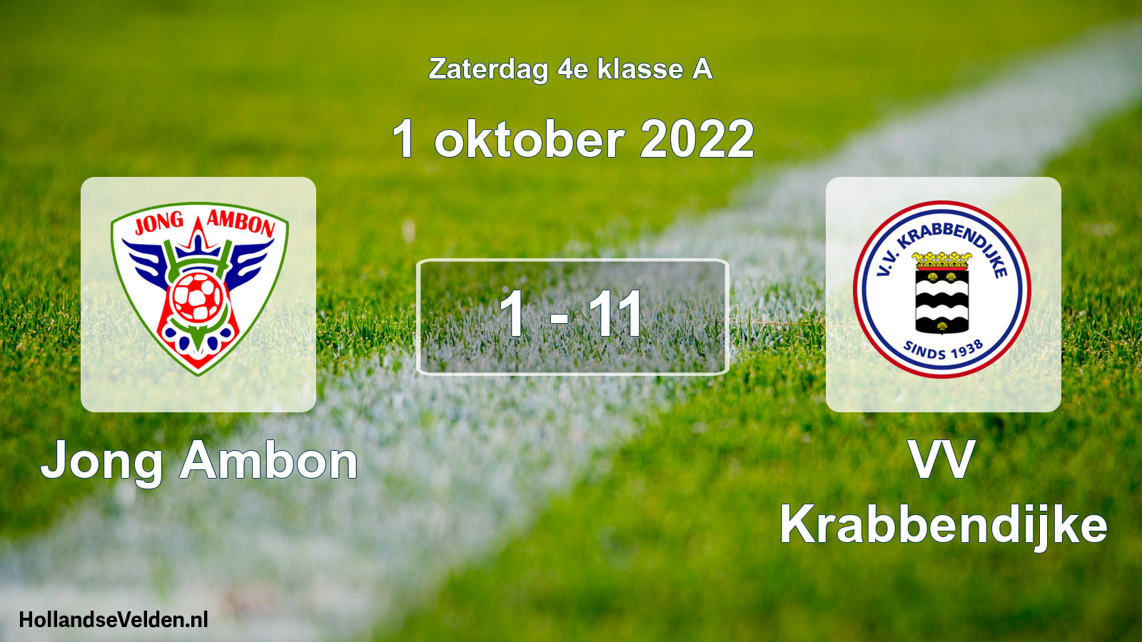 Total number of matches played: Jong Ambon - VV Krabbendijke 1 - 11 (1 October 2022)