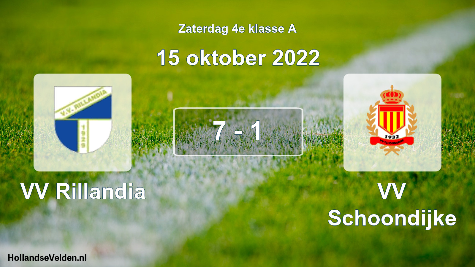 Total number of matches played: VV Rillandia - VV Schoondijke 7 - 1 (15 October 2022)