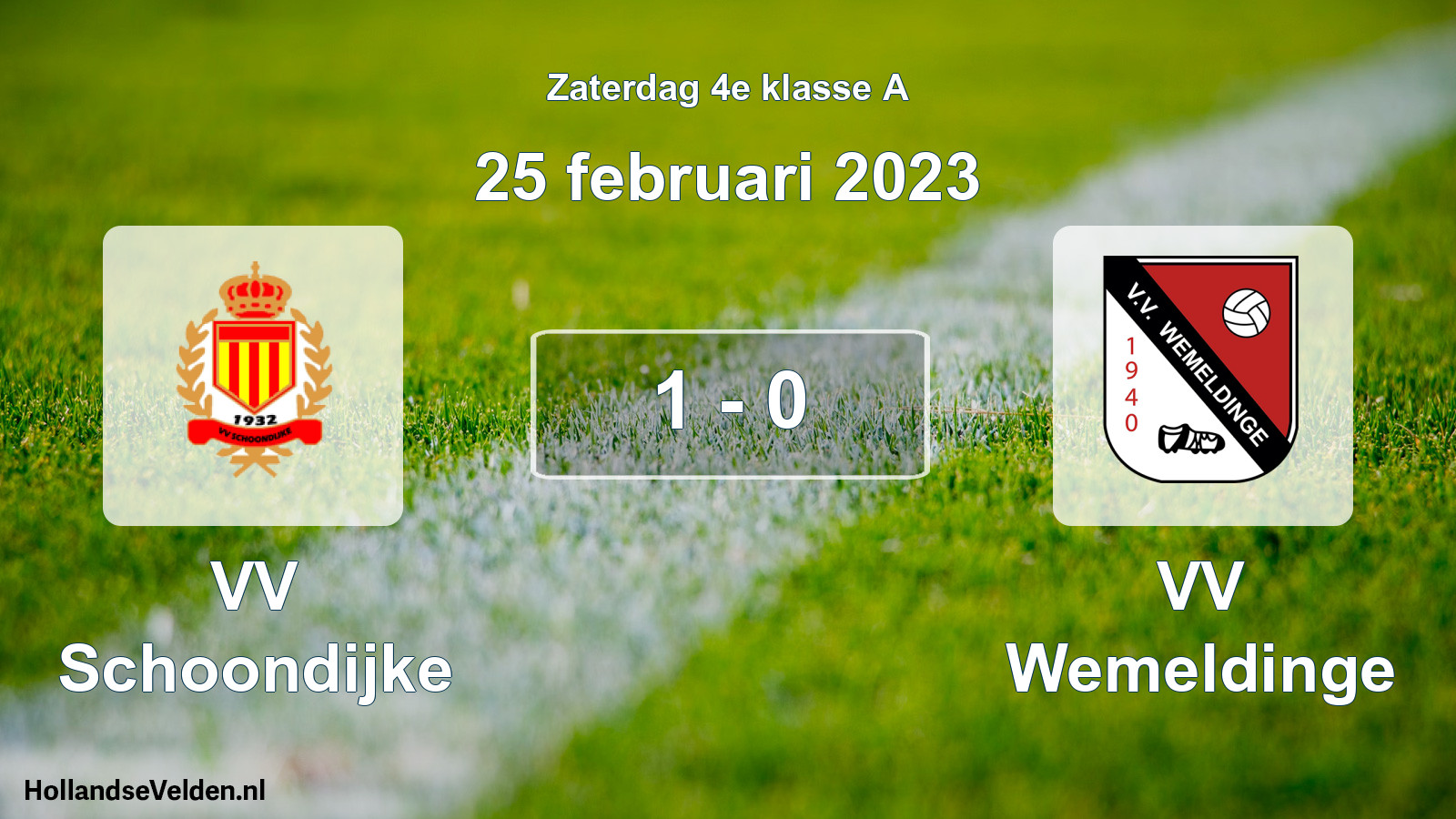 Total number of matches played: VV Schoondijke - VV Wemeldinge 1 - 0 (25 February 2023)