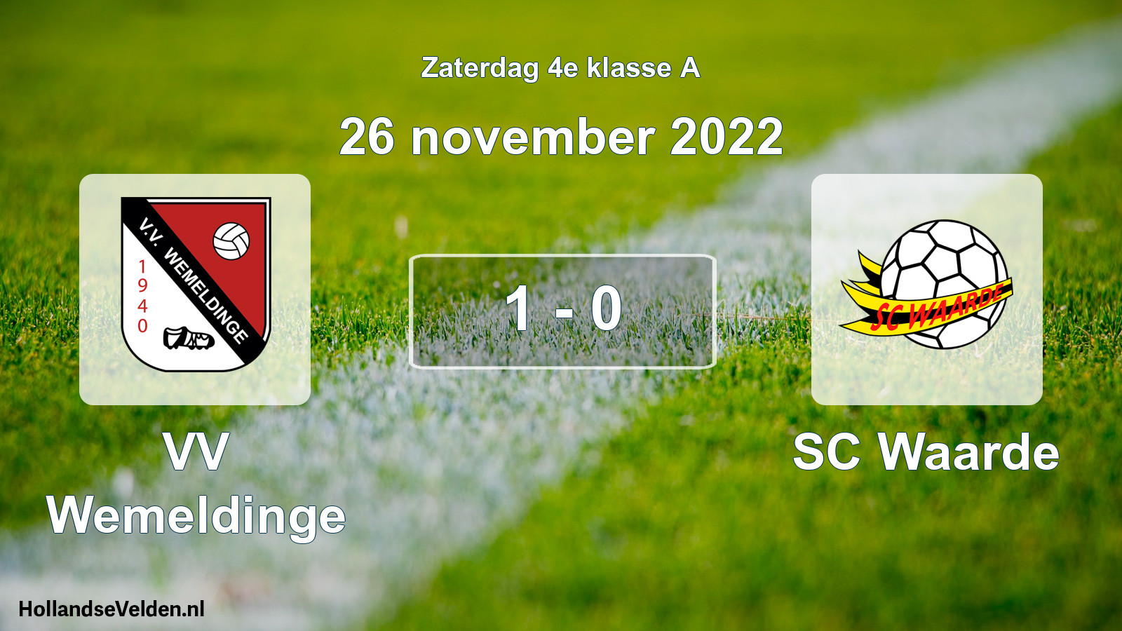 Total number of matches played: VV Wemeldinge - SC Waarde 1 - 0 (26 November 2022)