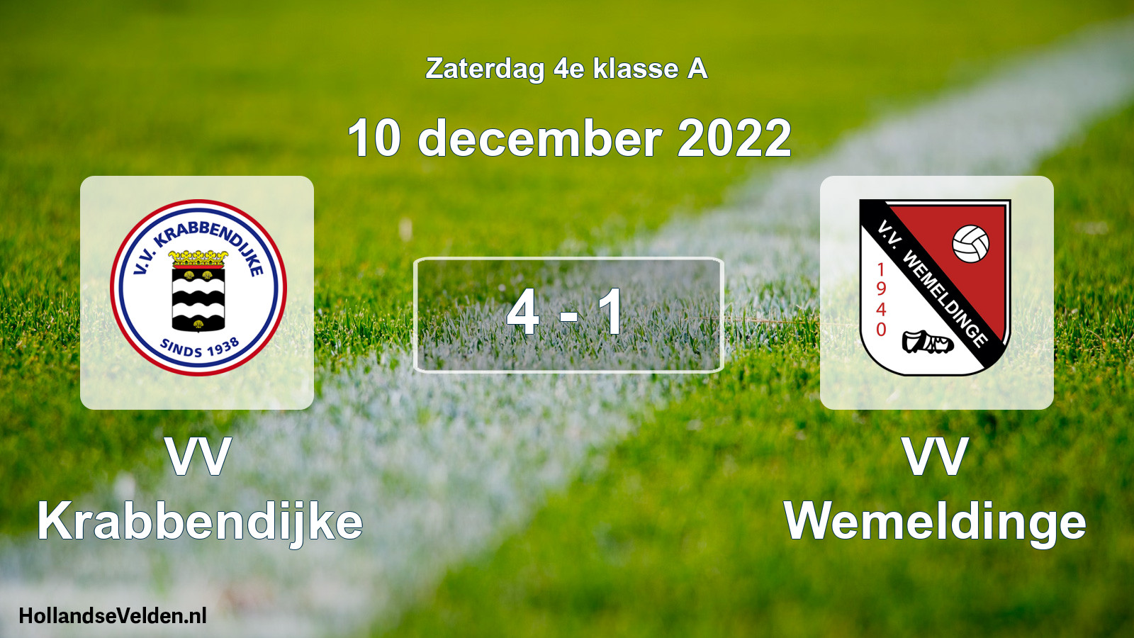 Total number of matches played: VV Krabbendijke - VV Wemeldinge 4 - 1 (10 December 2022)