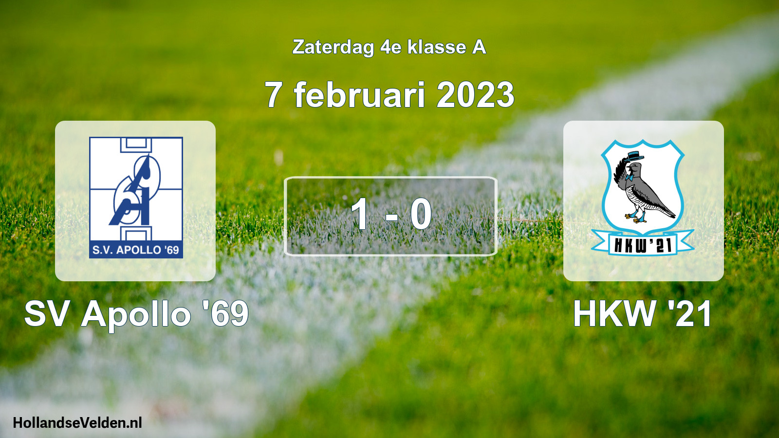 Total number of matches played: SV Apollo '69 - HKW '21 1 - 0 (7 February 2023)