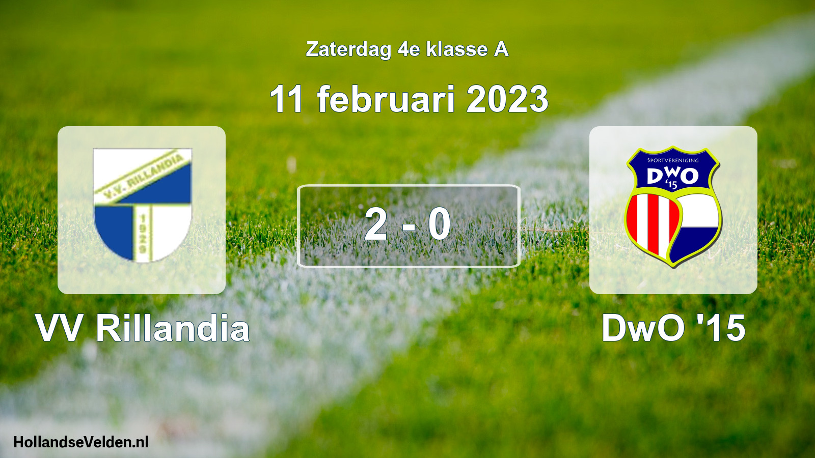 Total number of matches played: VV Rillandia - DwO '15 2 - 0 (11 February 2023)
