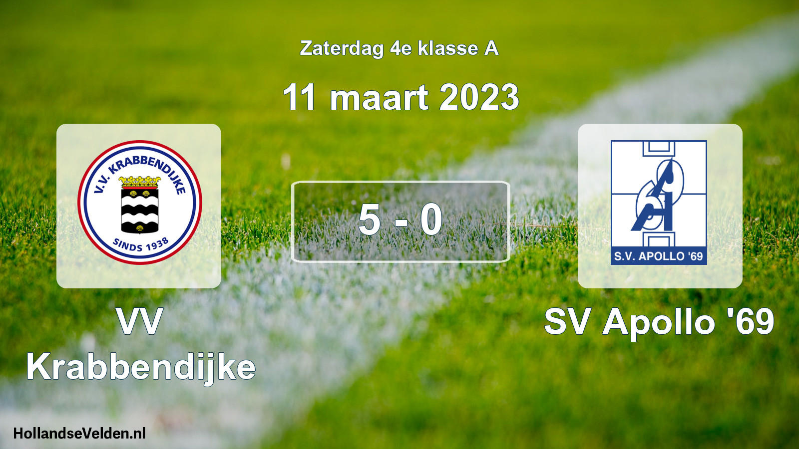 Total number of matches played: VV Krabbendijke - SV Apollo '69 5 - 0 (11 March 2023)