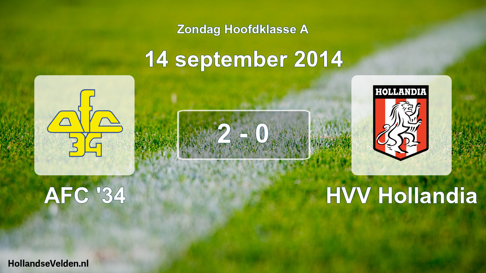 Total number of matches played: AFC '34 - HVV Hollandia 2 - 0 (14 September 2014)
