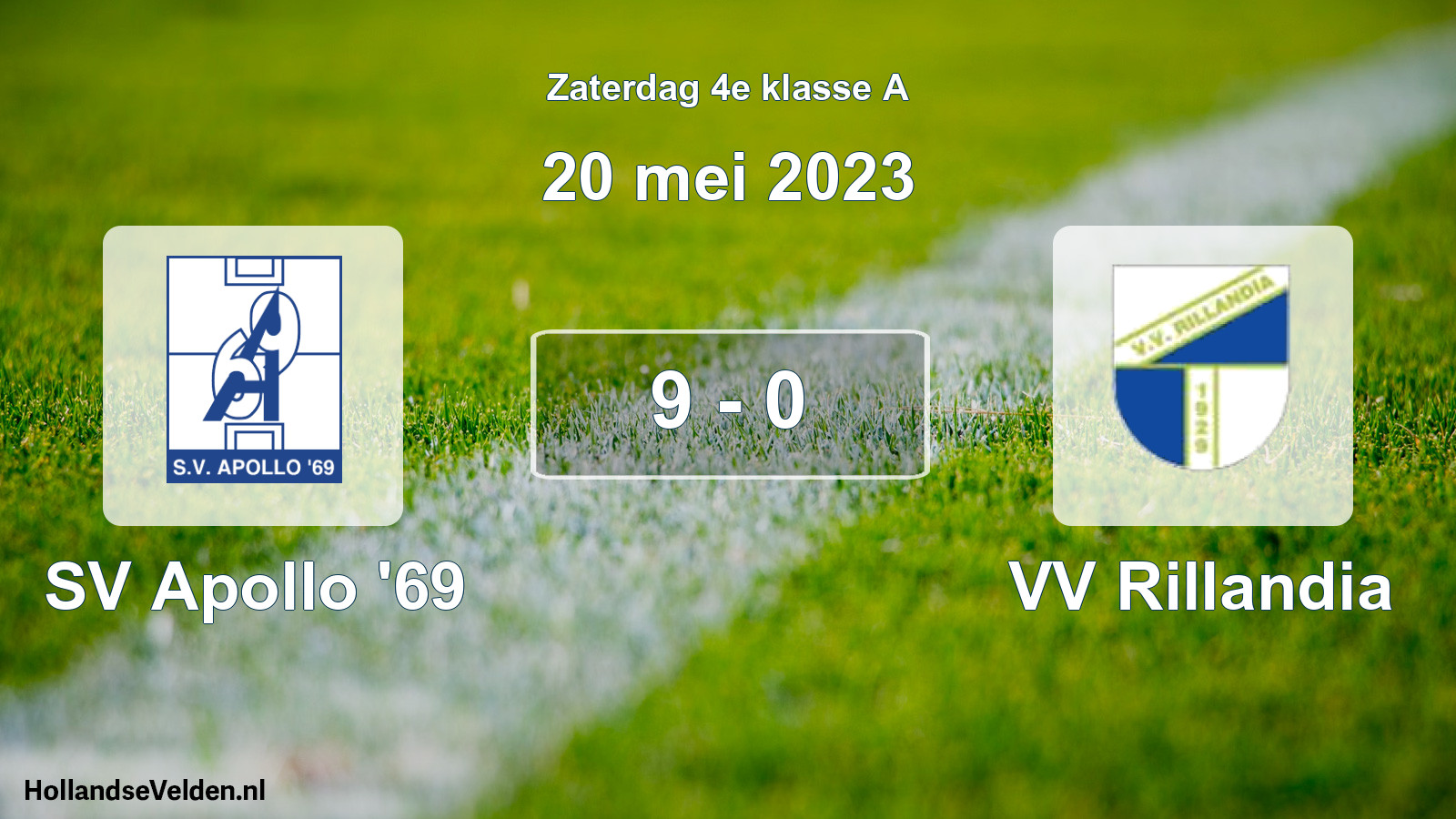 Total number of matches played: SV Apollo '69 - VV Rillandia 9 - 0 (20 May 2023)