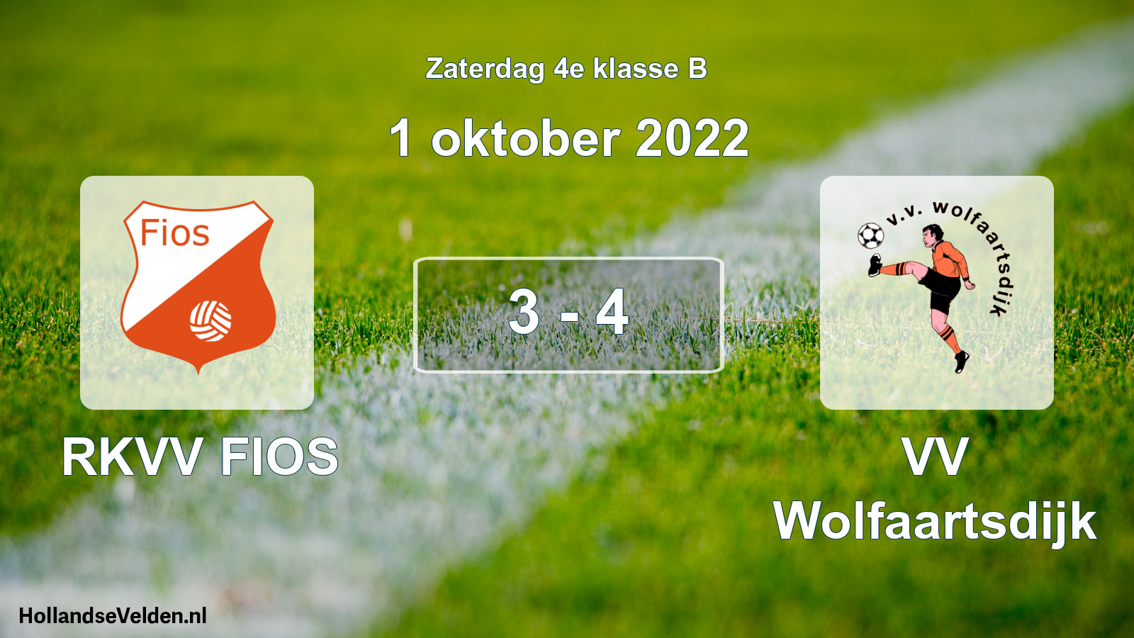 Total number of matches played: RKVV FIOS - VV Wolfaartsdijk 3 - 4 (1 October 2022)